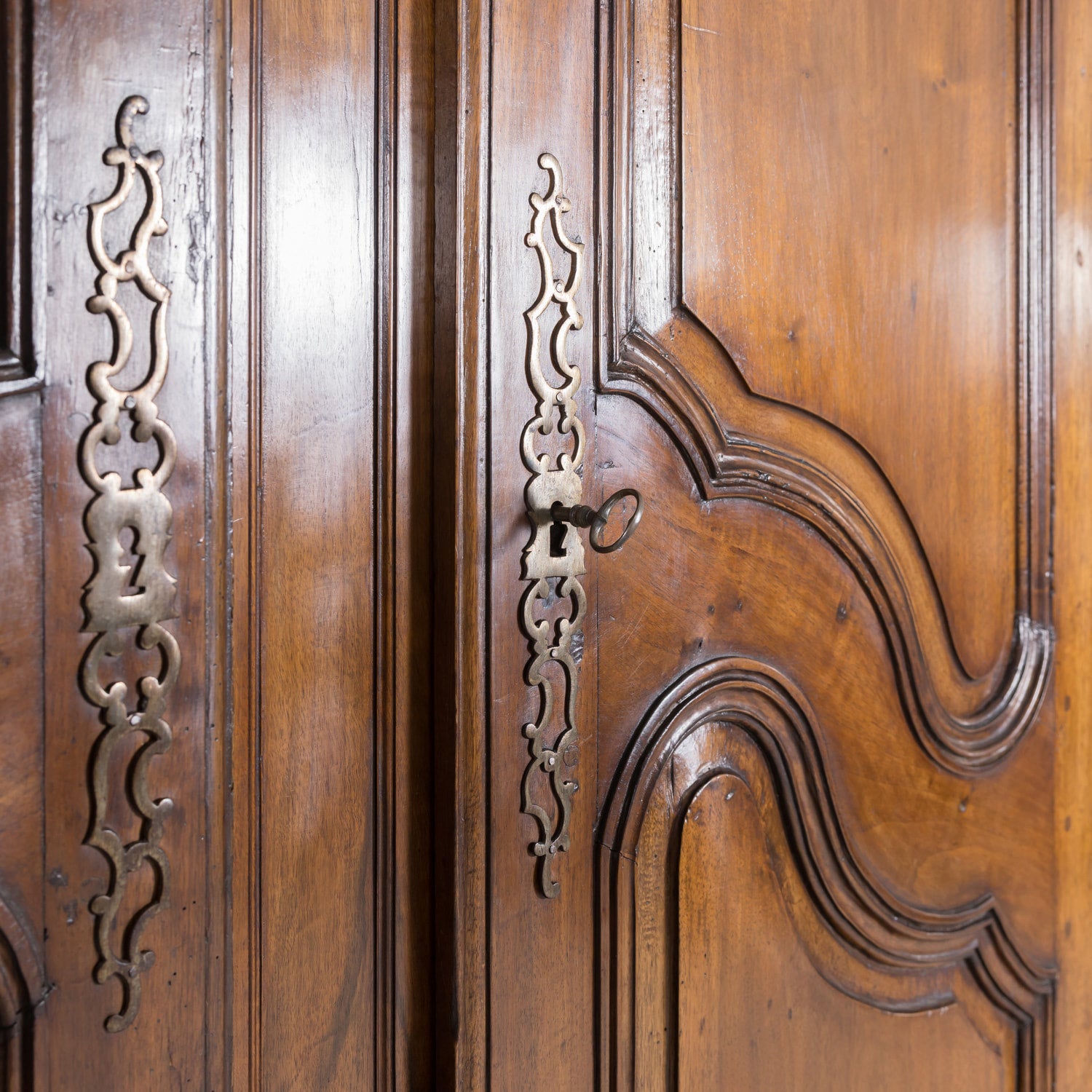 Rare 18th Century French Louis XV Period Carved Walnut Armoire Pantalonnier Deux Corps