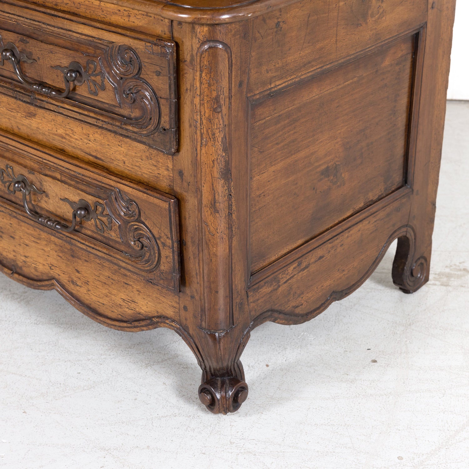 Rare 18th Century French Louis XV Period Carved Walnut Armoire Pantalonnier Deux Corps