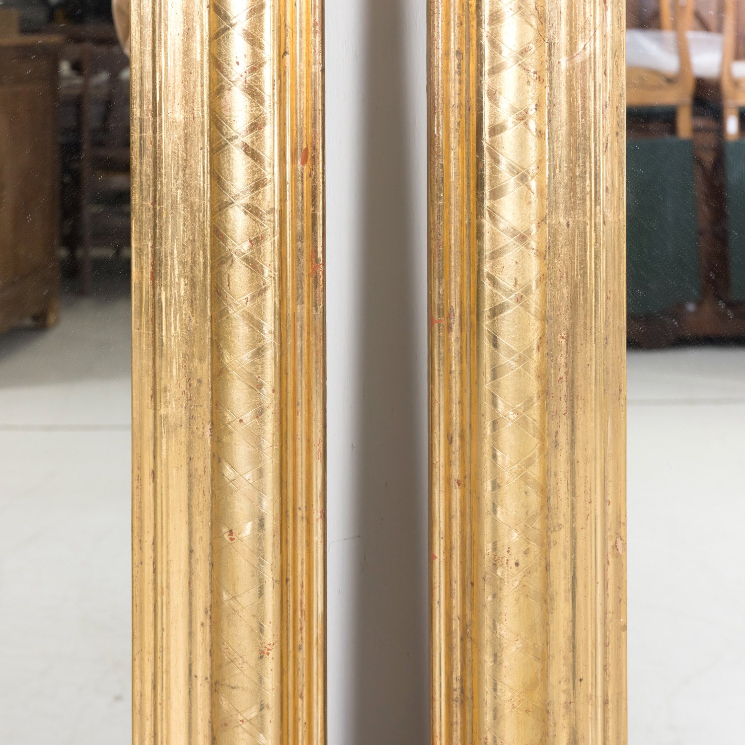 Large Pair of Antique French Louis Philippe Style Giltwood Mirrors