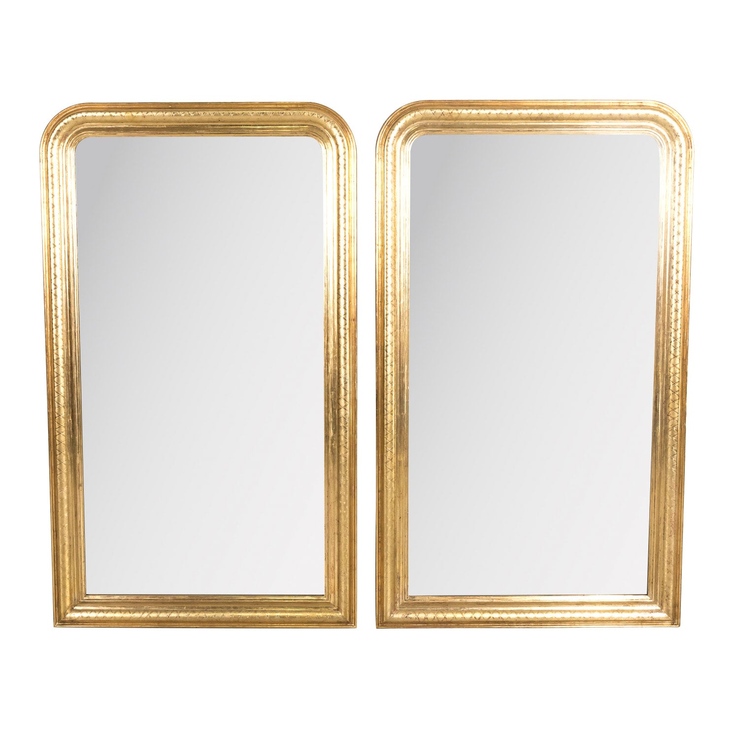 Large Pair of Antique French Louis Philippe Style Giltwood Mirrors