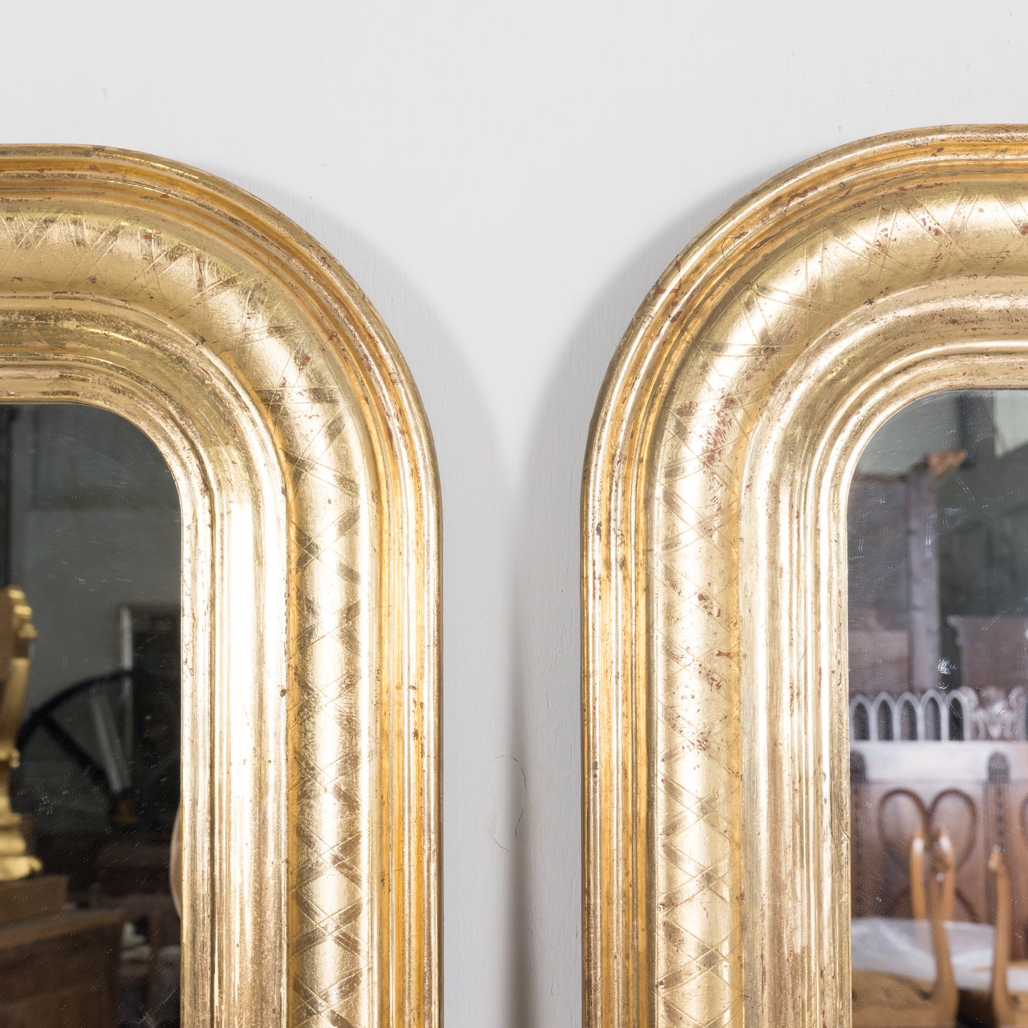 Large Pair of Antique French Louis Philippe Style Giltwood Mirrors