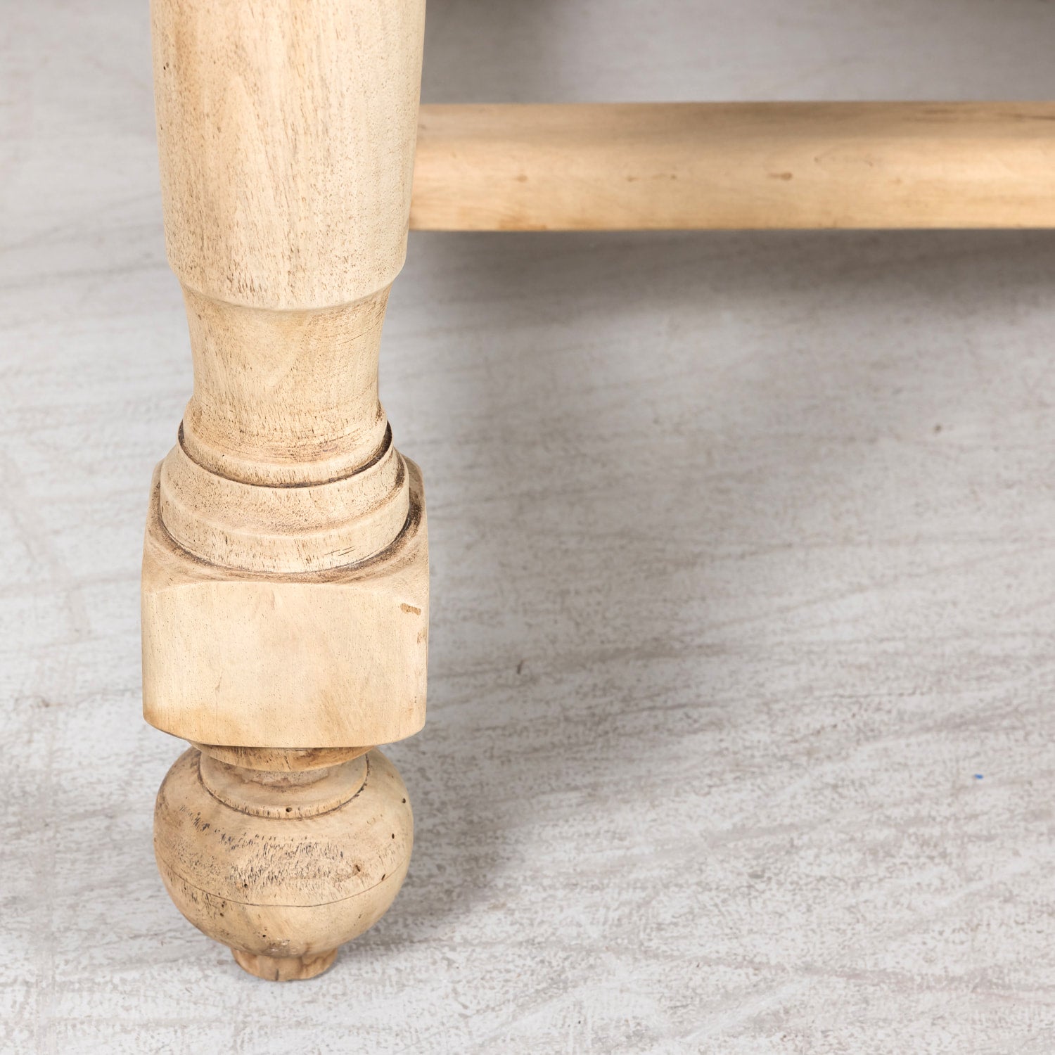 19th Century Bleached Walnut Farm Table with Parquet Top and Drawer