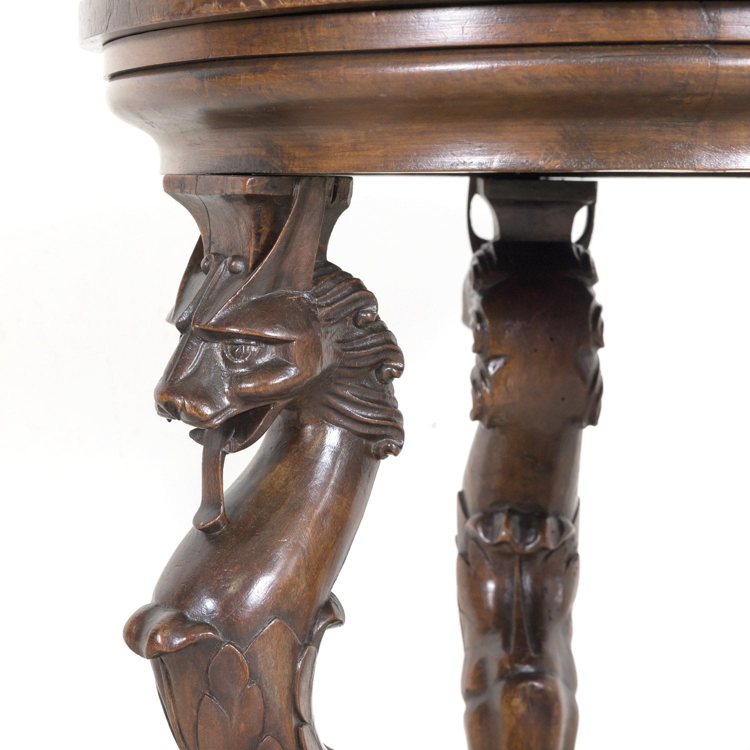 Early 19th Century French Restauration Period Carved Walnut Brazier Tripod Table on Casters