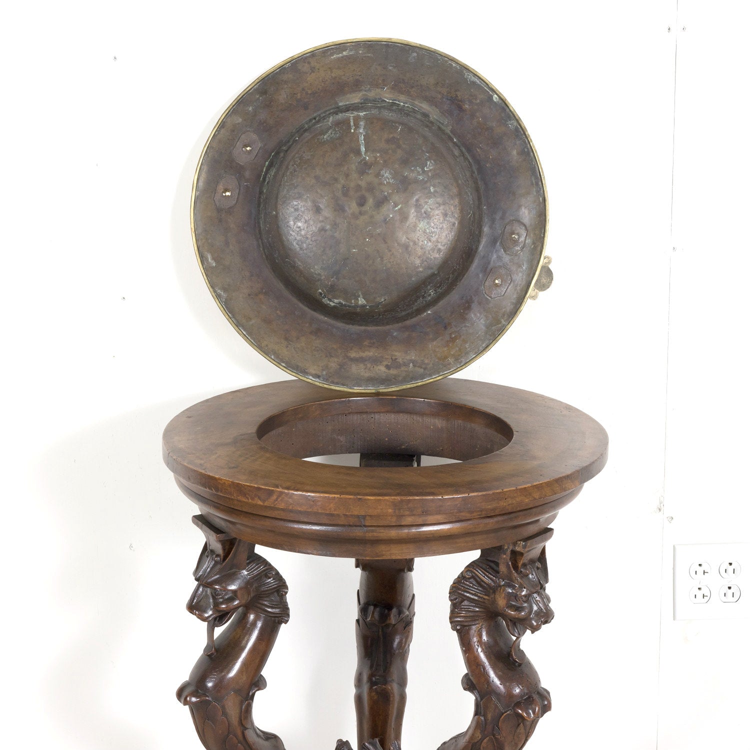 Early 19th Century French Restauration Period Carved Walnut Brazier Tripod Table on Casters