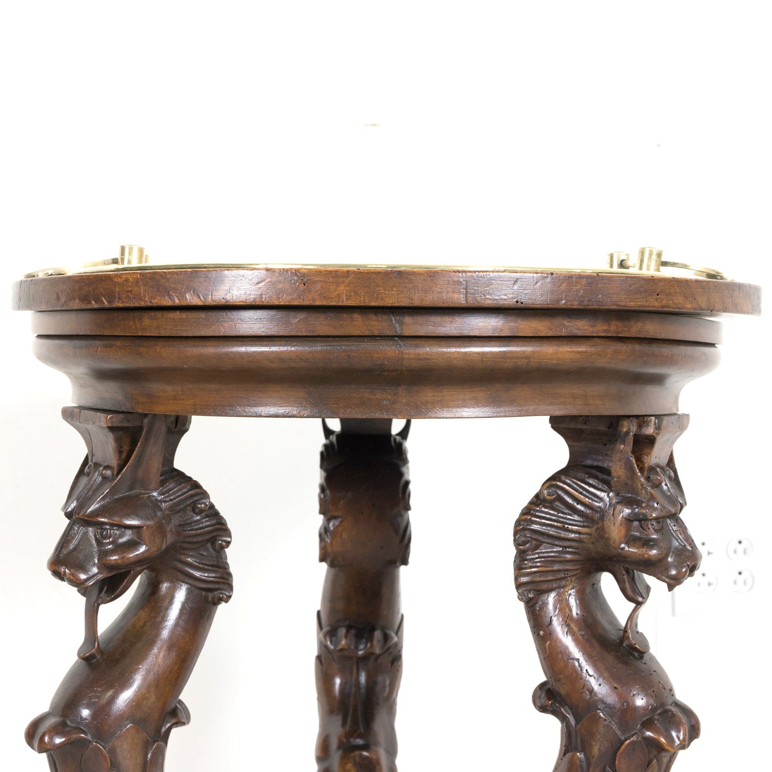 Early 19th Century French Restauration Period Carved Walnut Brazier Tripod Table on Casters