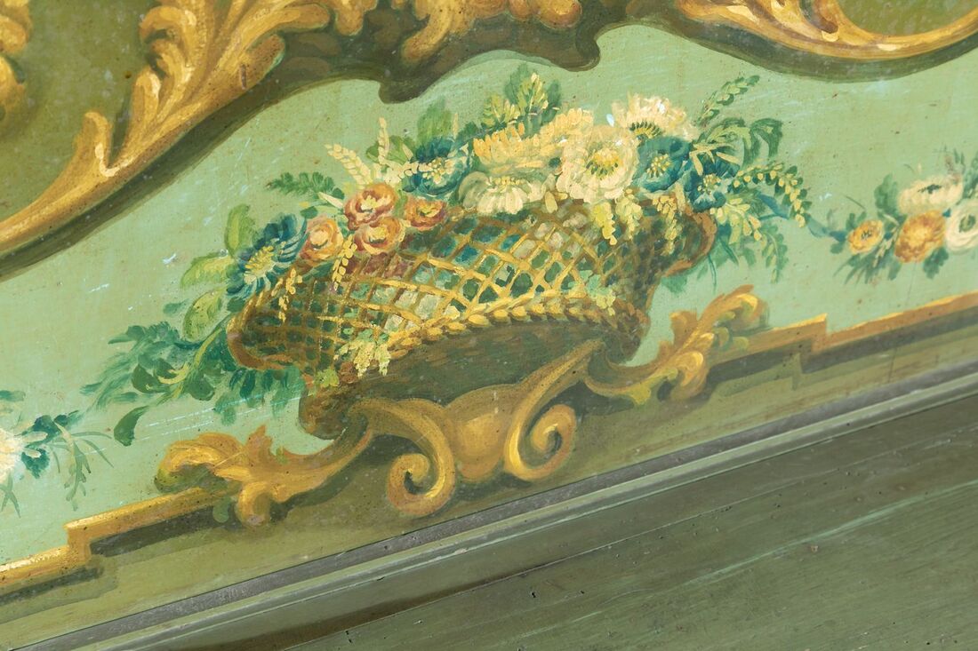 19th Century Italian Baroque Polychrome Cassapanca Wood Storage Hall Bench 