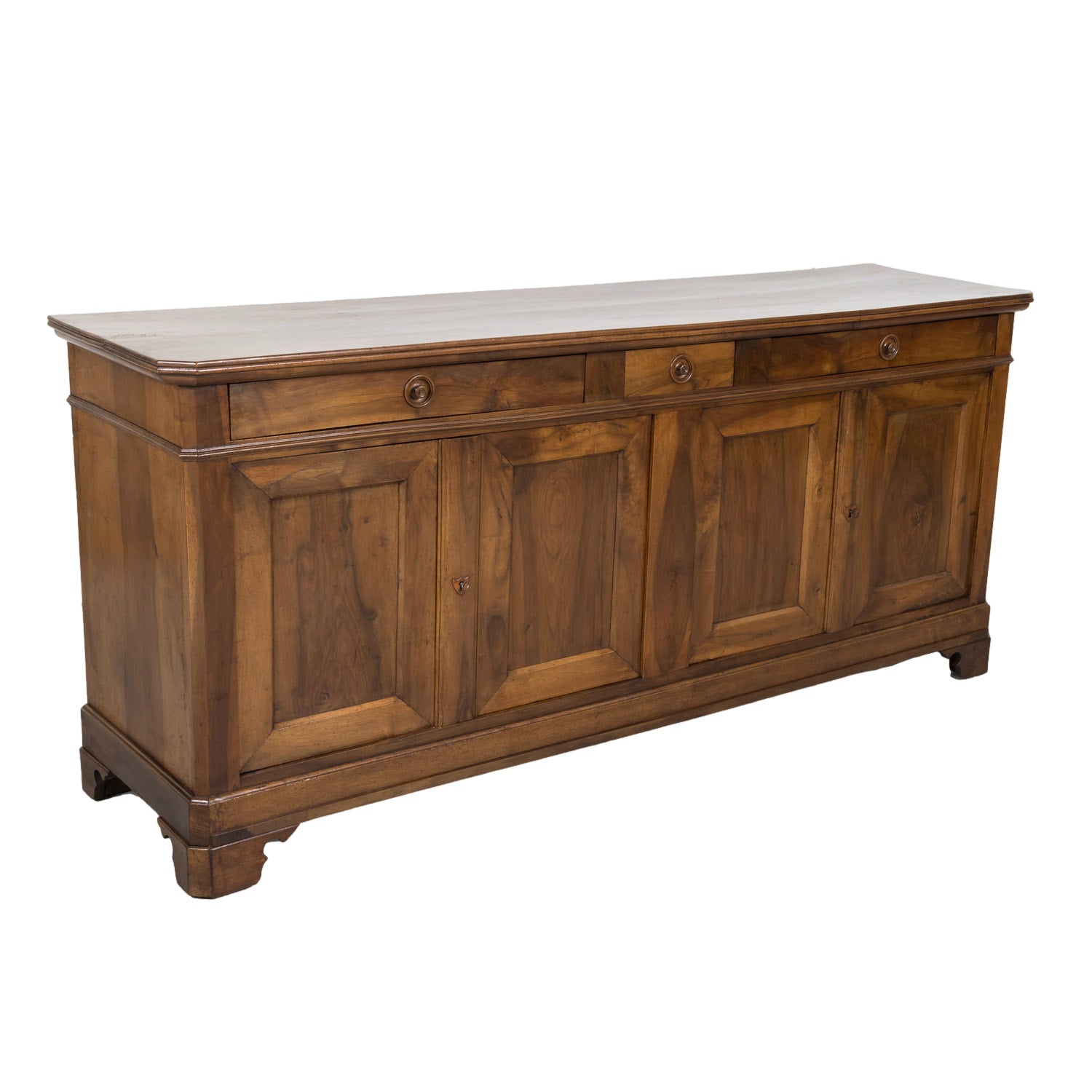 19th Century French Louis Philippe Period Four-Door Walnut Enfilade Buffet