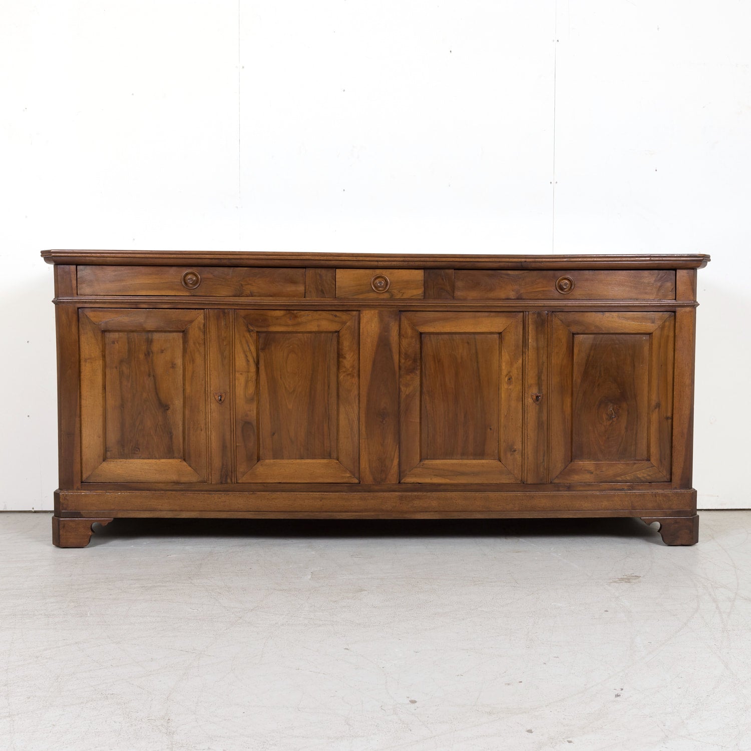 19th Century French Louis Philippe Period Four-Door Walnut Enfilade Buffet