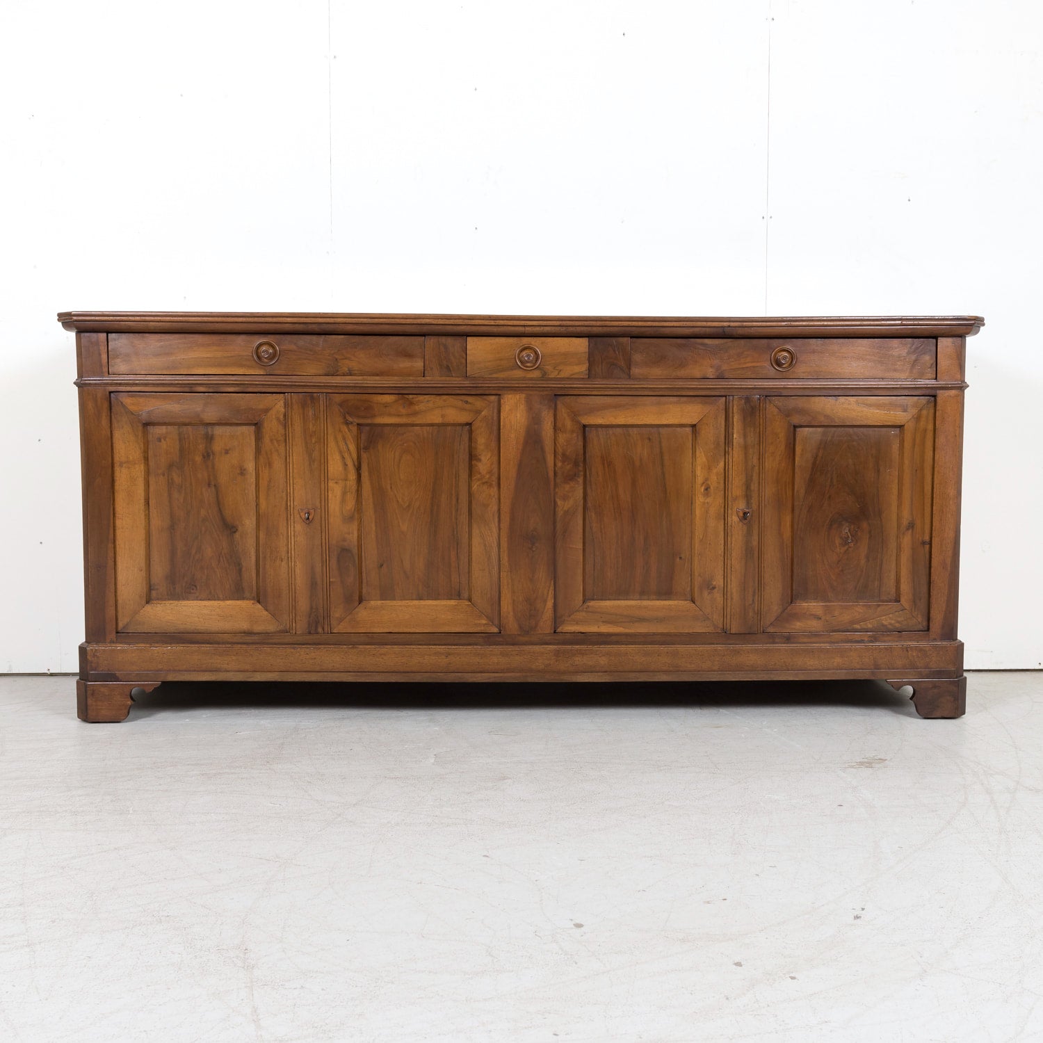 19th Century French Louis Philippe Period Four-Door Walnut Enfilade Buffet
