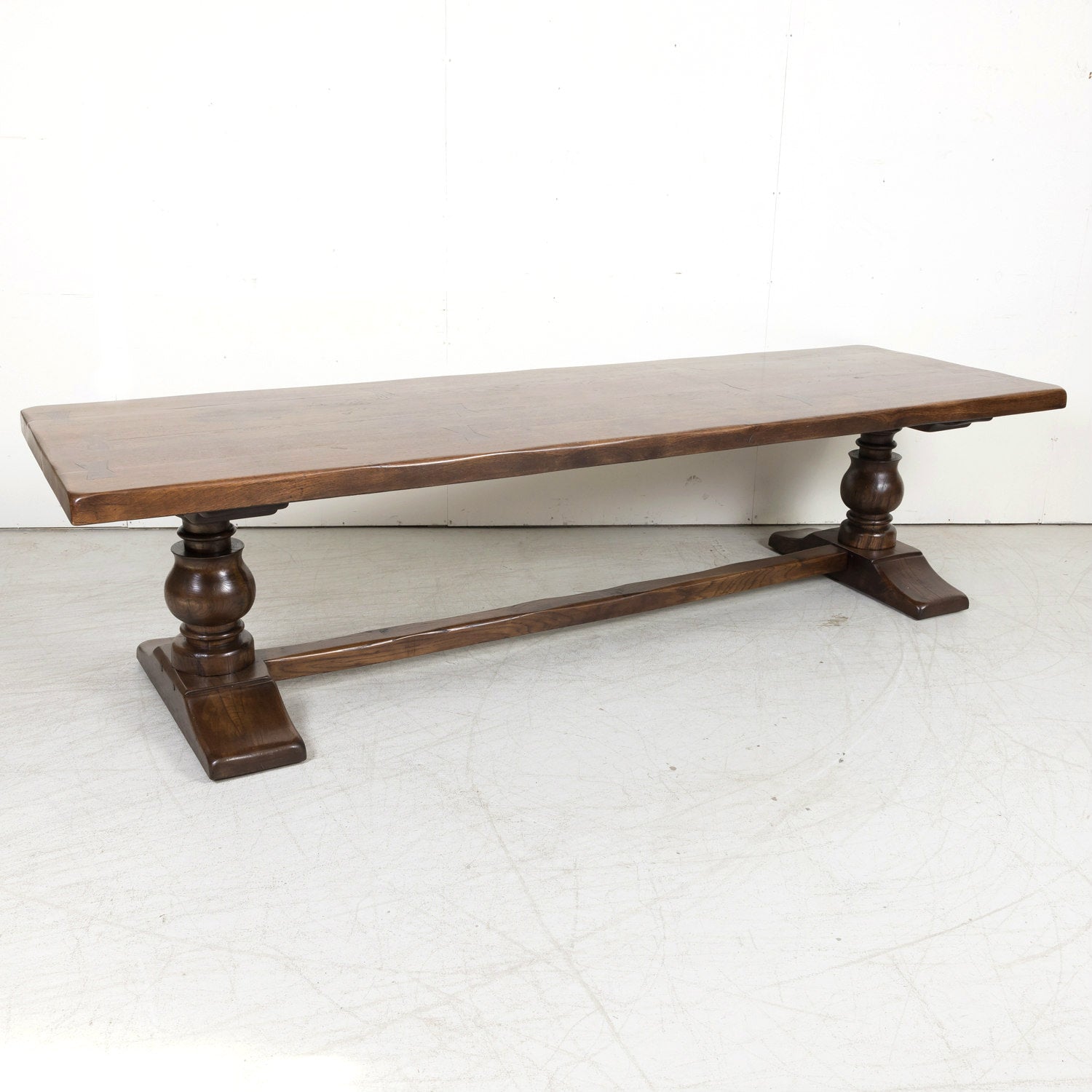 19th Century French Oak Monastery Trestle Table from Normandy