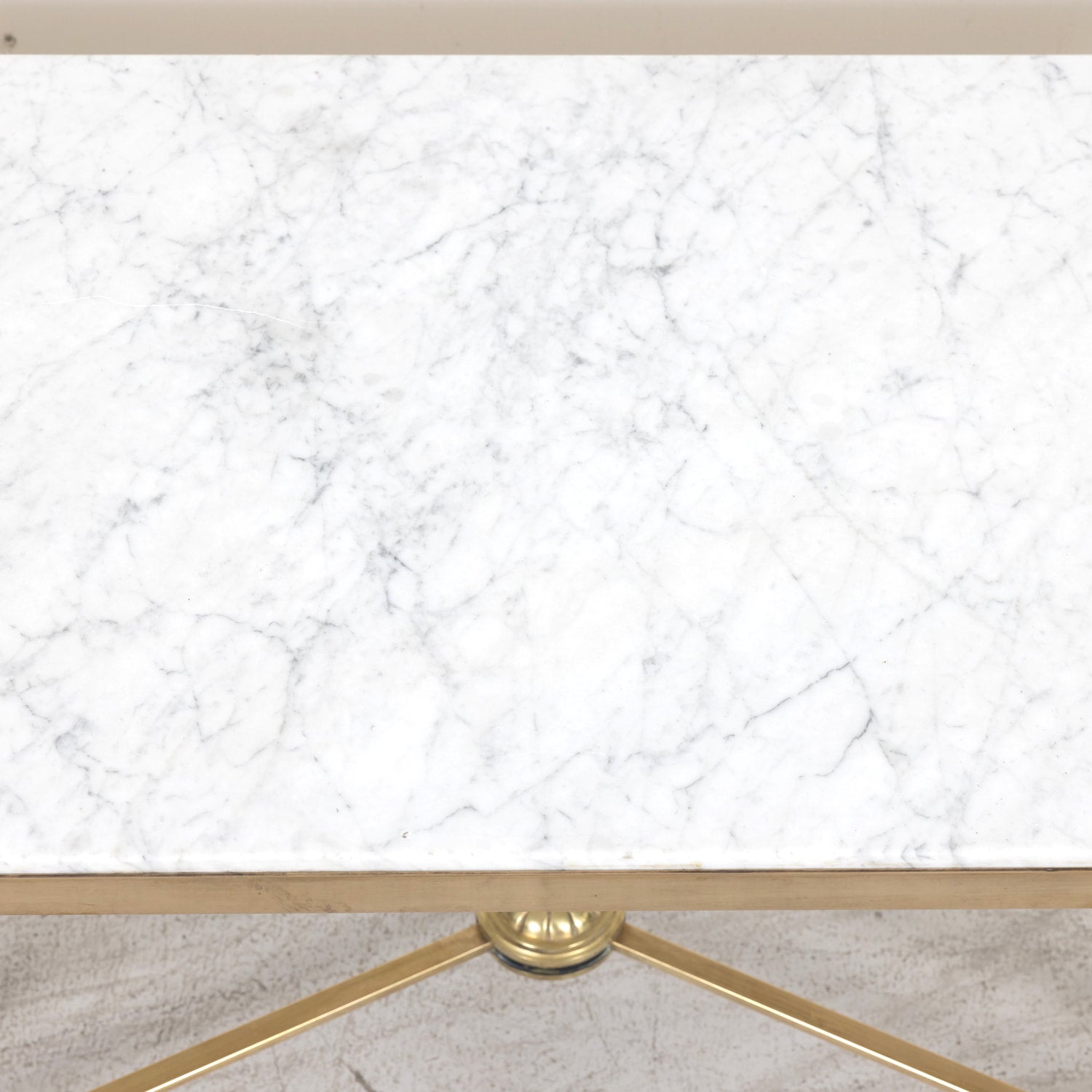 Maison Jansen Louis XVI Style Brass and Carrara Marble Top Coffee Table