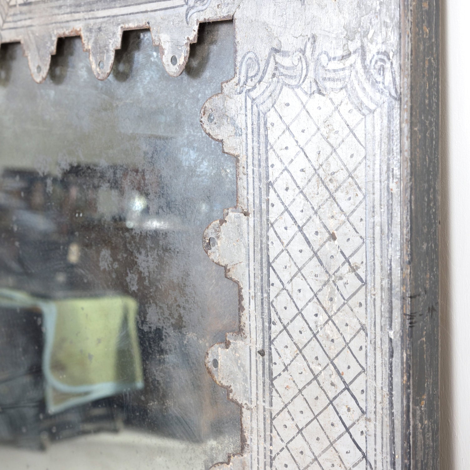 Large Spanish Hand-Painted Metal Mirror