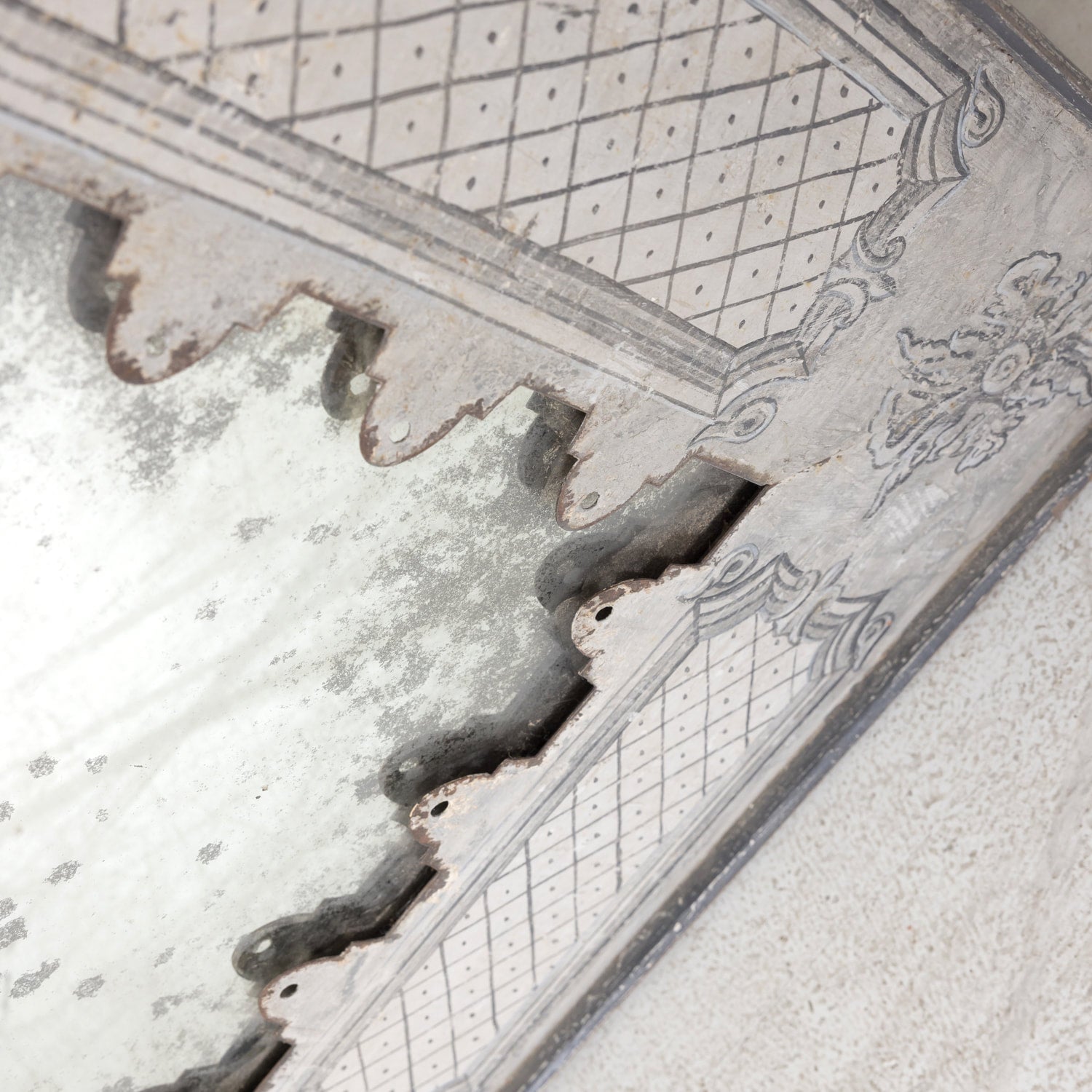 Large Spanish Hand-Painted Metal Mirror