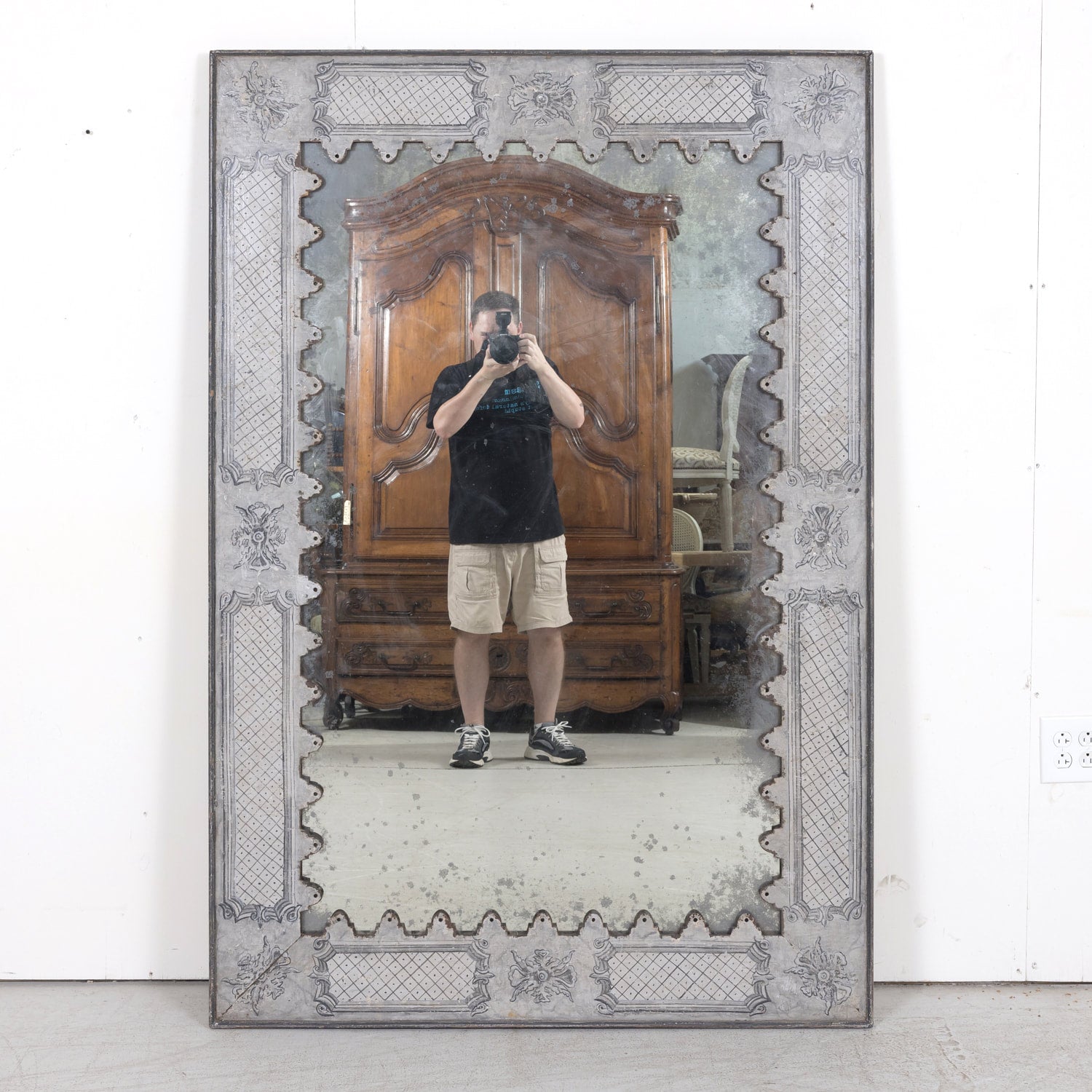 Large Spanish Hand-Painted Metal Mirror