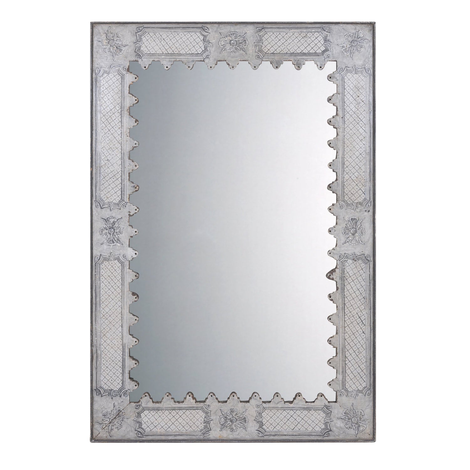 Large Spanish Hand-Painted Metal Mirror