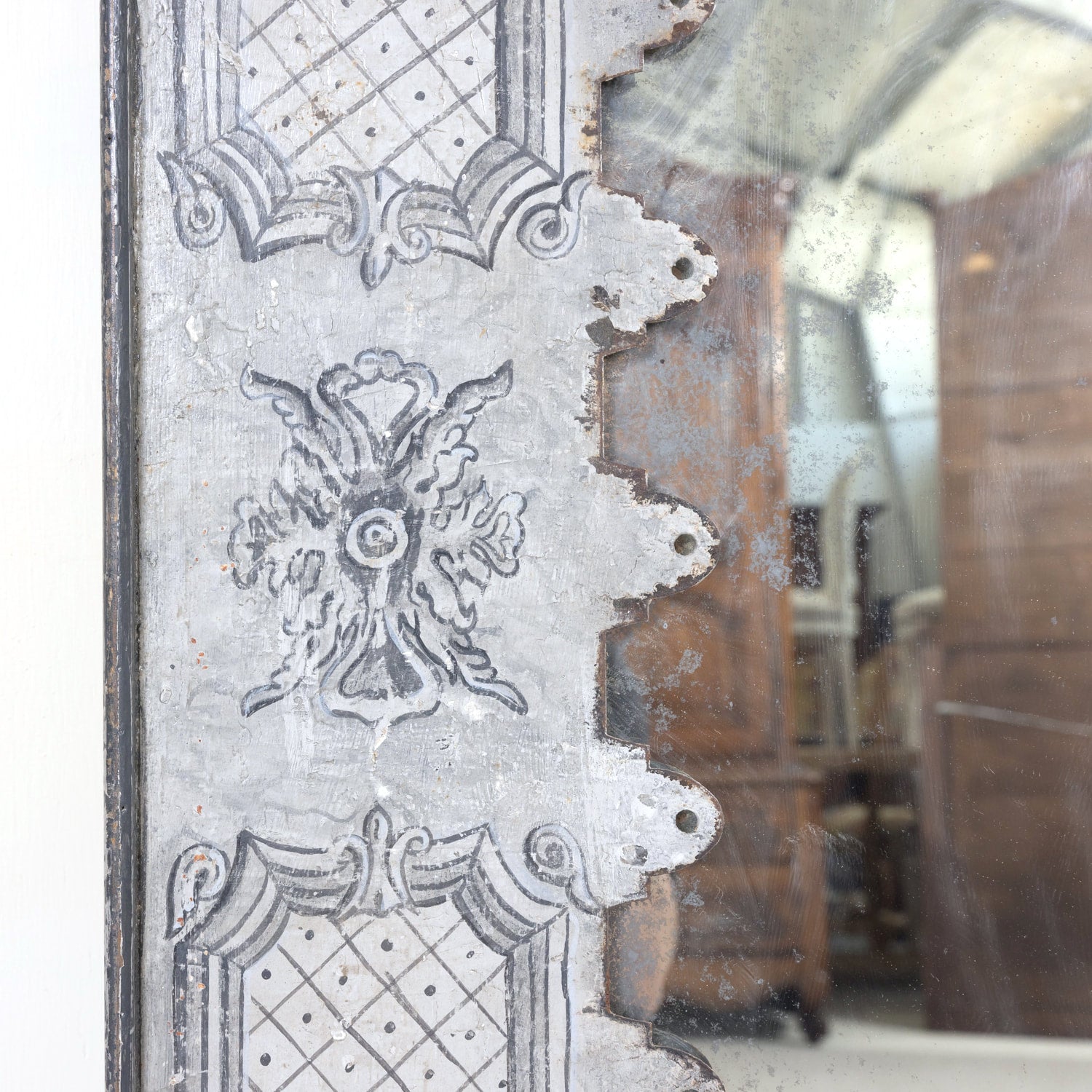 Large Spanish Hand-Painted Metal Mirror