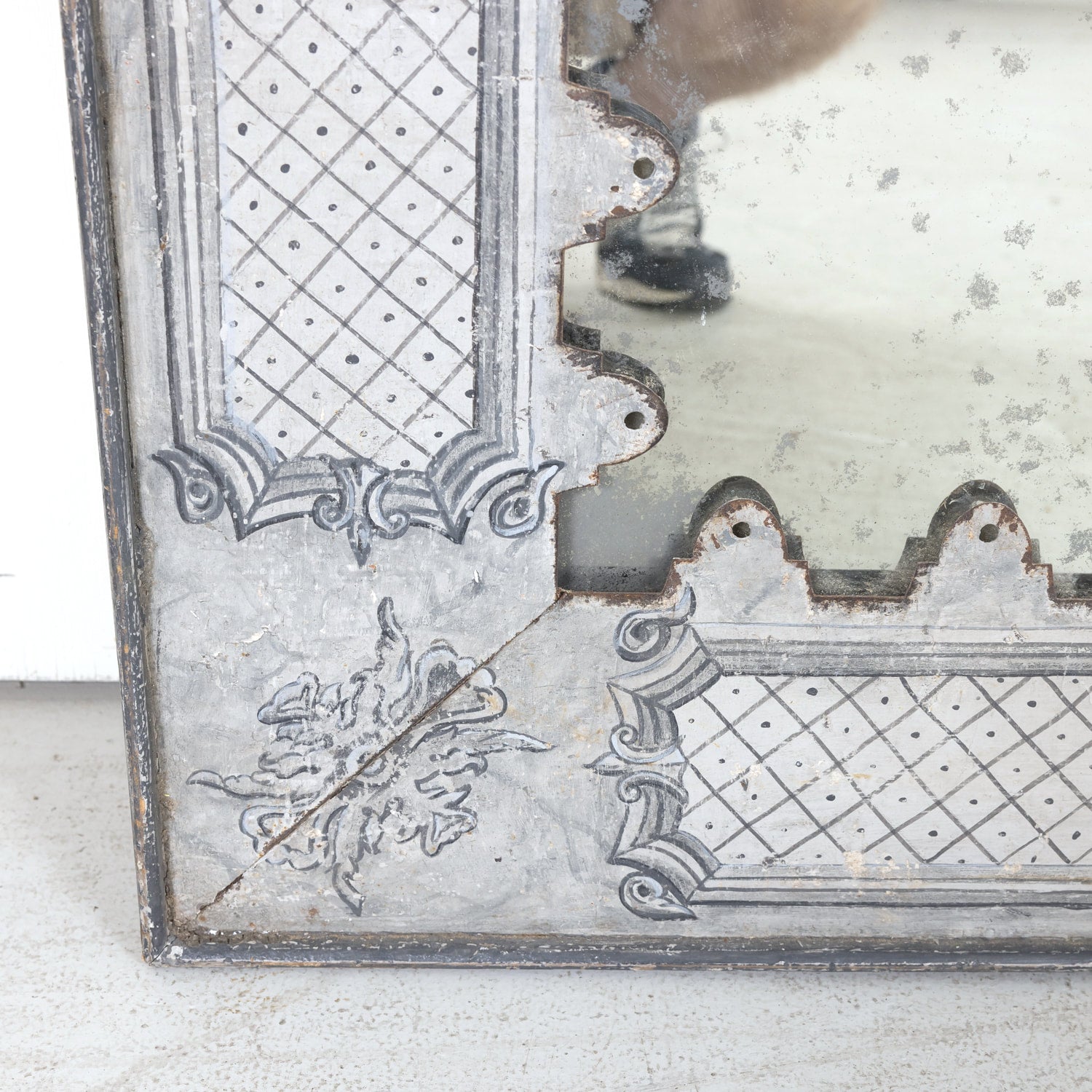 Large Spanish Hand-Painted Metal Mirror