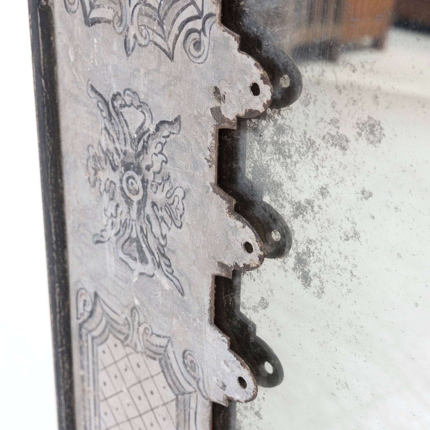 Large Spanish Hand-Painted Metal Mirror