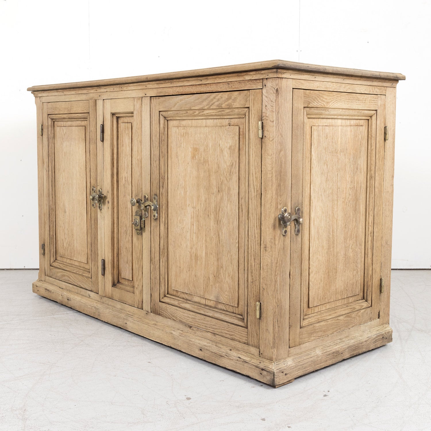 Large Antique French Bleached Oak Icebox Cabinet
