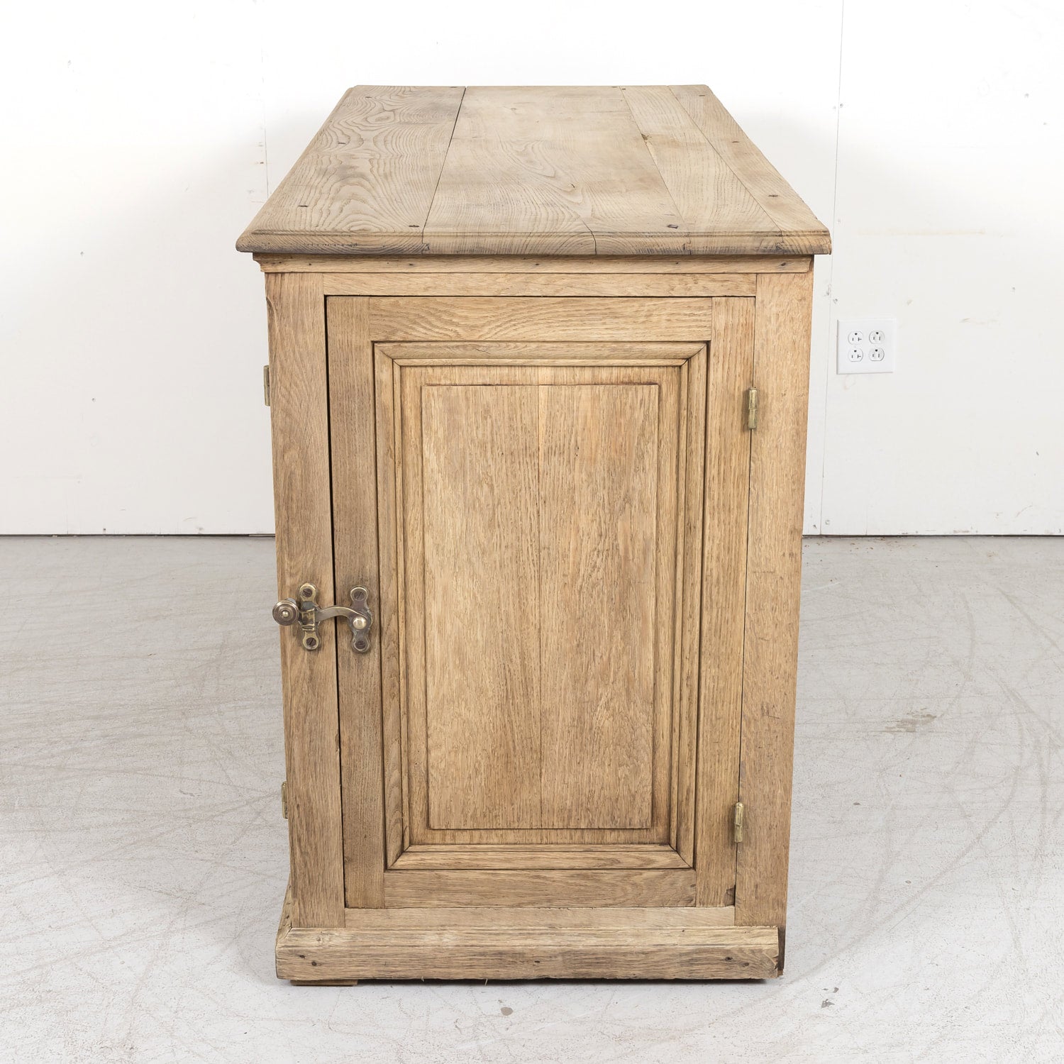Large Antique French Bleached Oak Icebox Cabinet