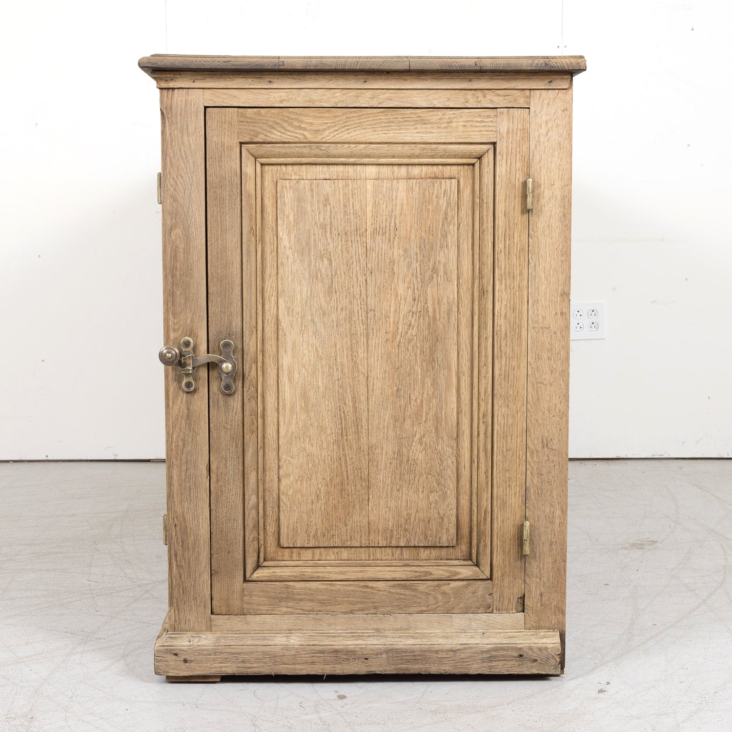 Large Antique French Bleached Oak Icebox Cabinet