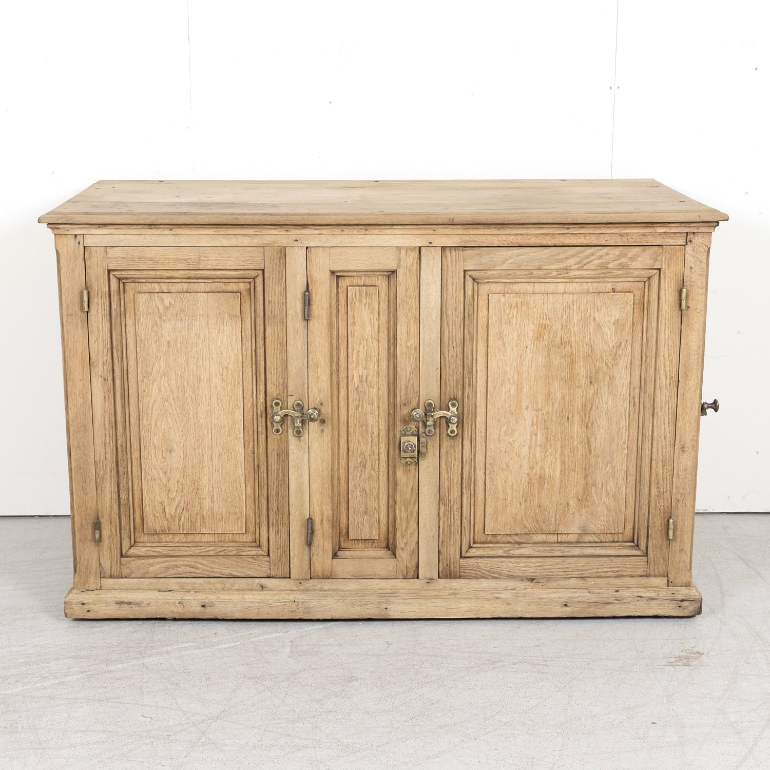 Large Antique French Bleached Oak Icebox Cabinet