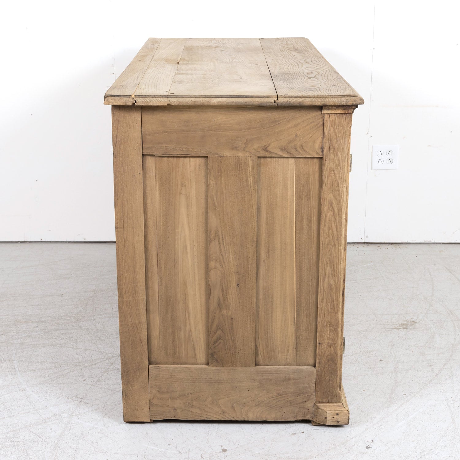 Large Antique French Bleached Oak Icebox Cabinet