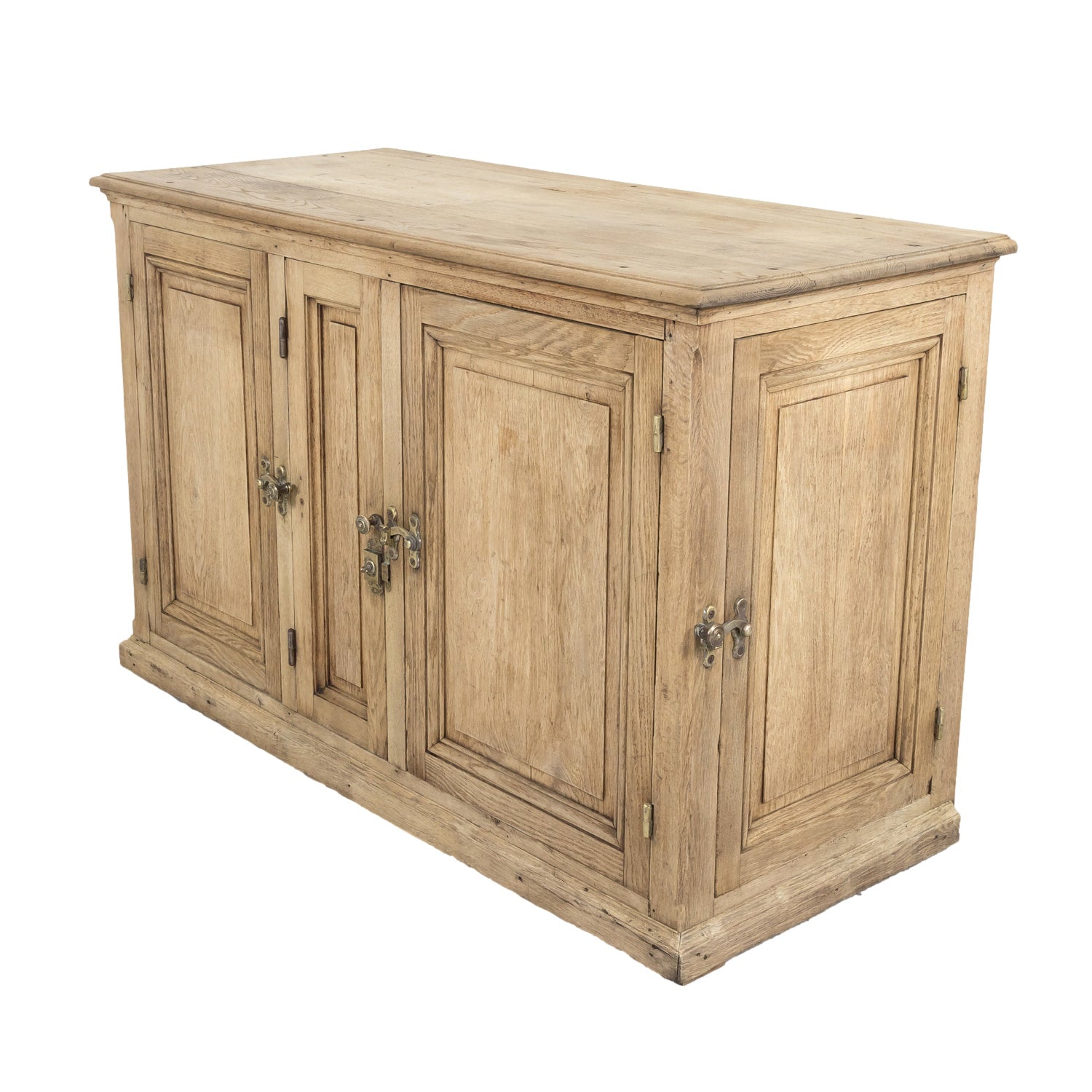 Large Antique French Bleached Oak Icebox Cabinet