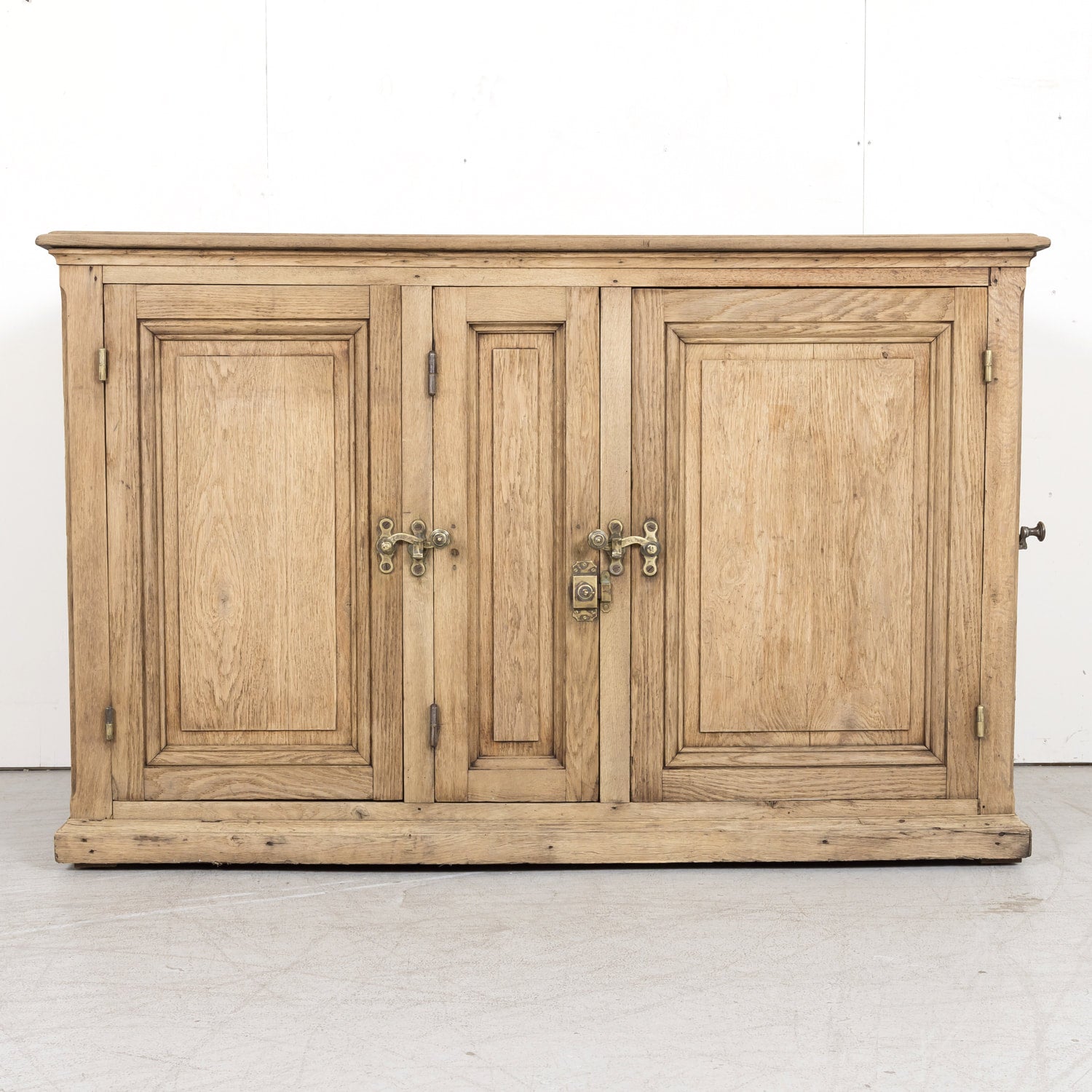 Large Antique French Bleached Oak Icebox Cabinet