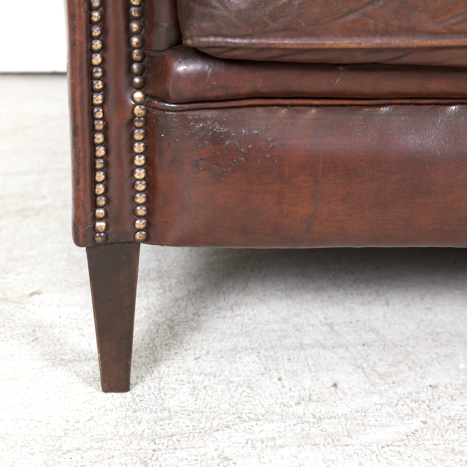 20th Century French Art Deco Settee or Sofa in Original Dark Brown Leather