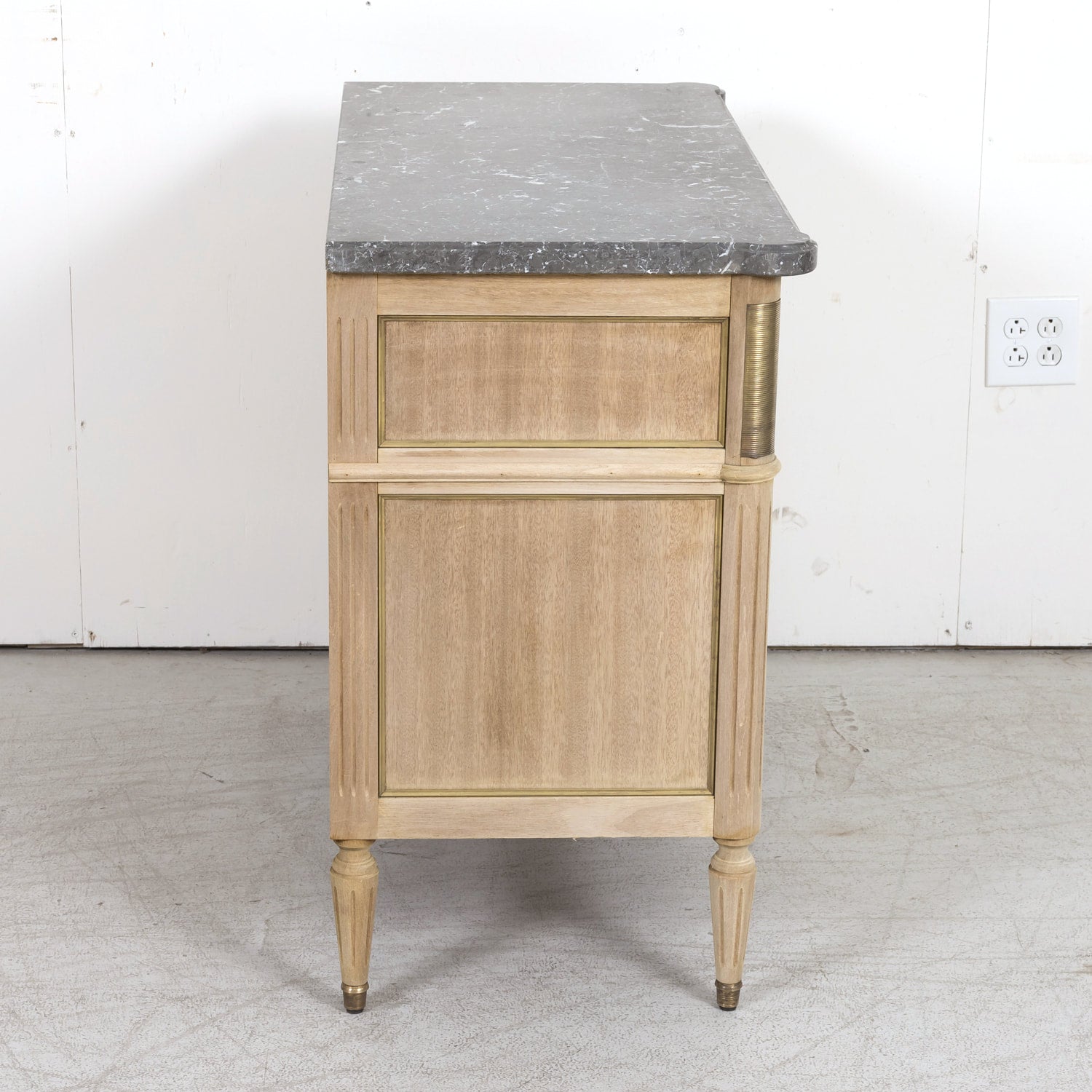 Antique French Louis XVI Style Bleached Petite Commode with Marble Top