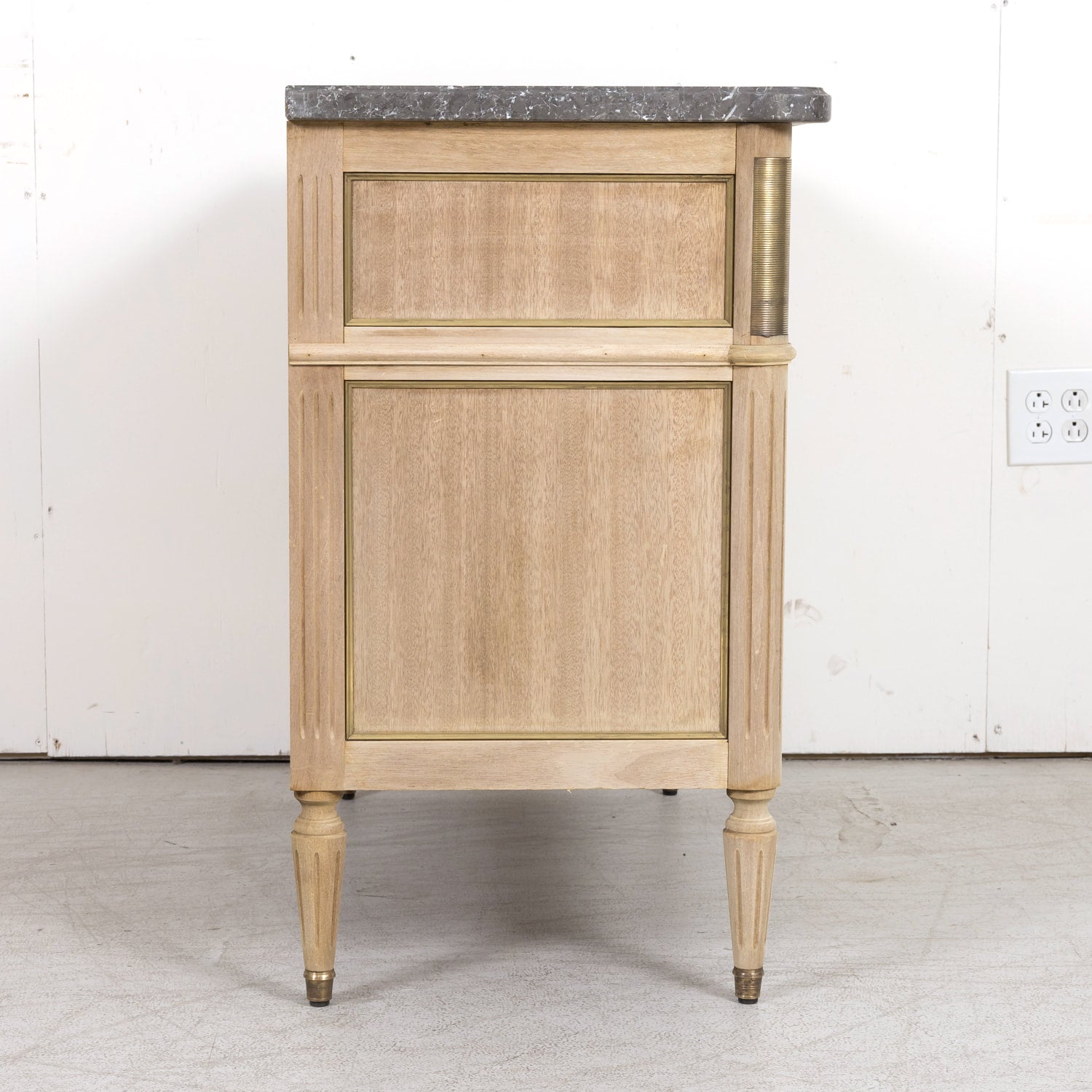 Antique French Louis XVI Style Bleached Petite Commode with Marble Top