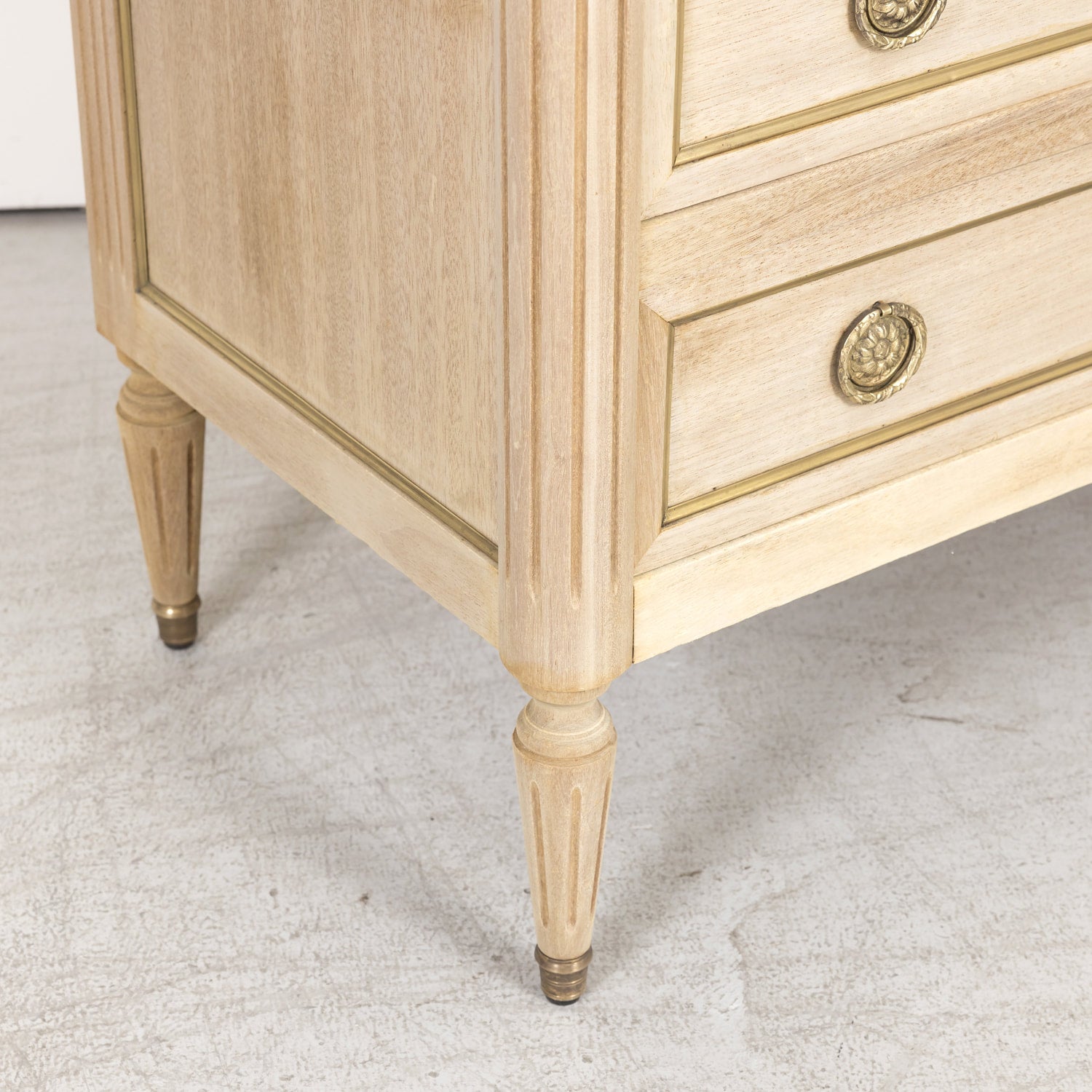 Antique French Louis XVI Style Bleached Petite Commode with Marble Top