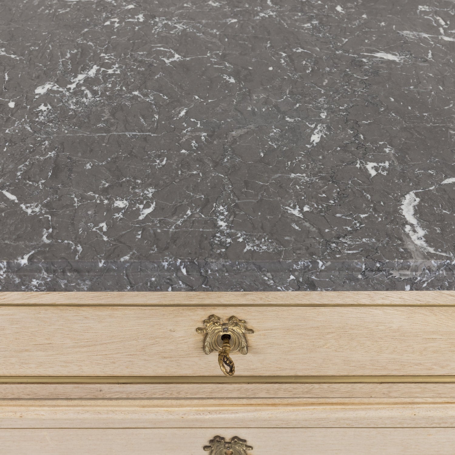 Antique French Louis XVI Style Bleached Petite Commode with Marble Top