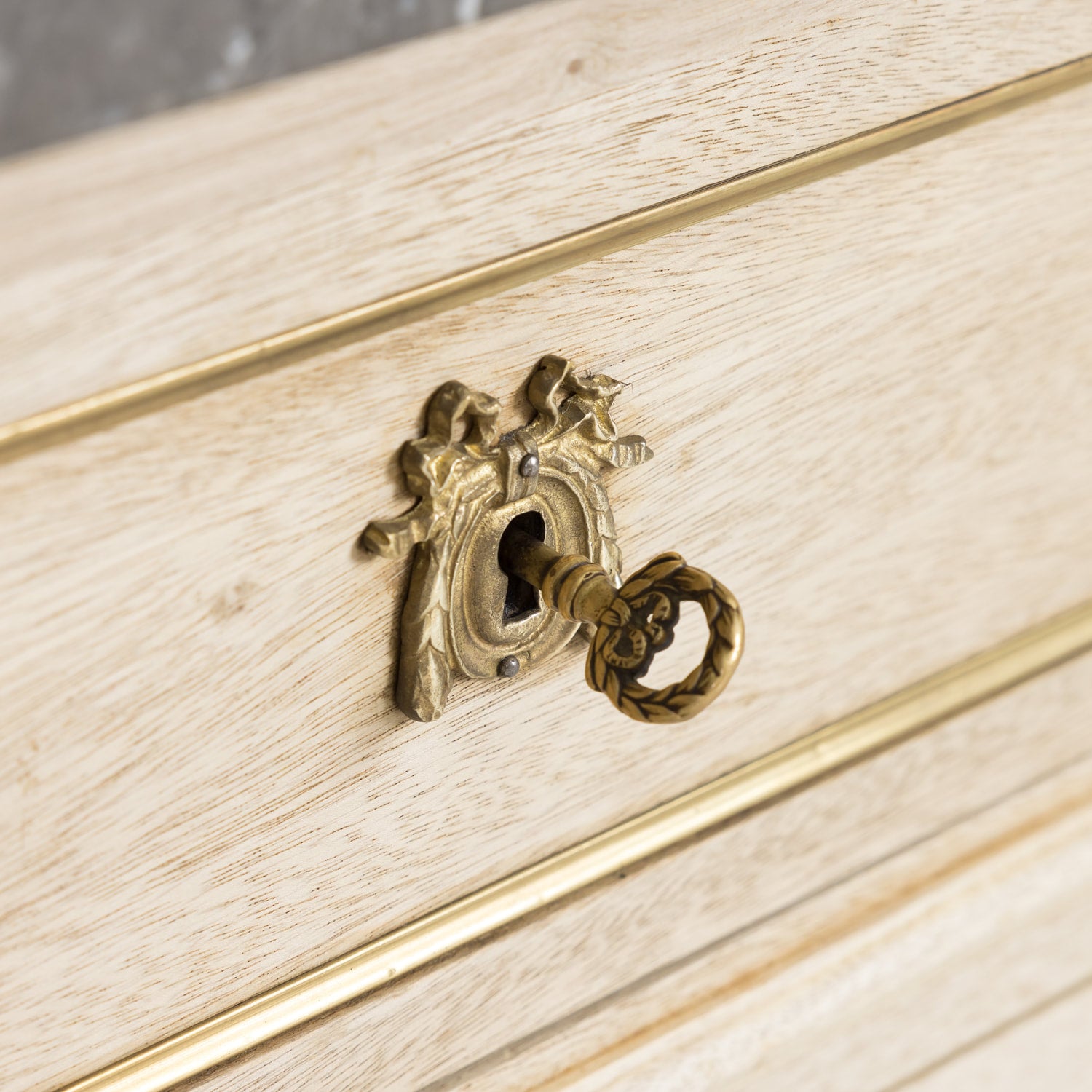 Antique French Louis XVI Style Bleached Petite Commode with Marble Top