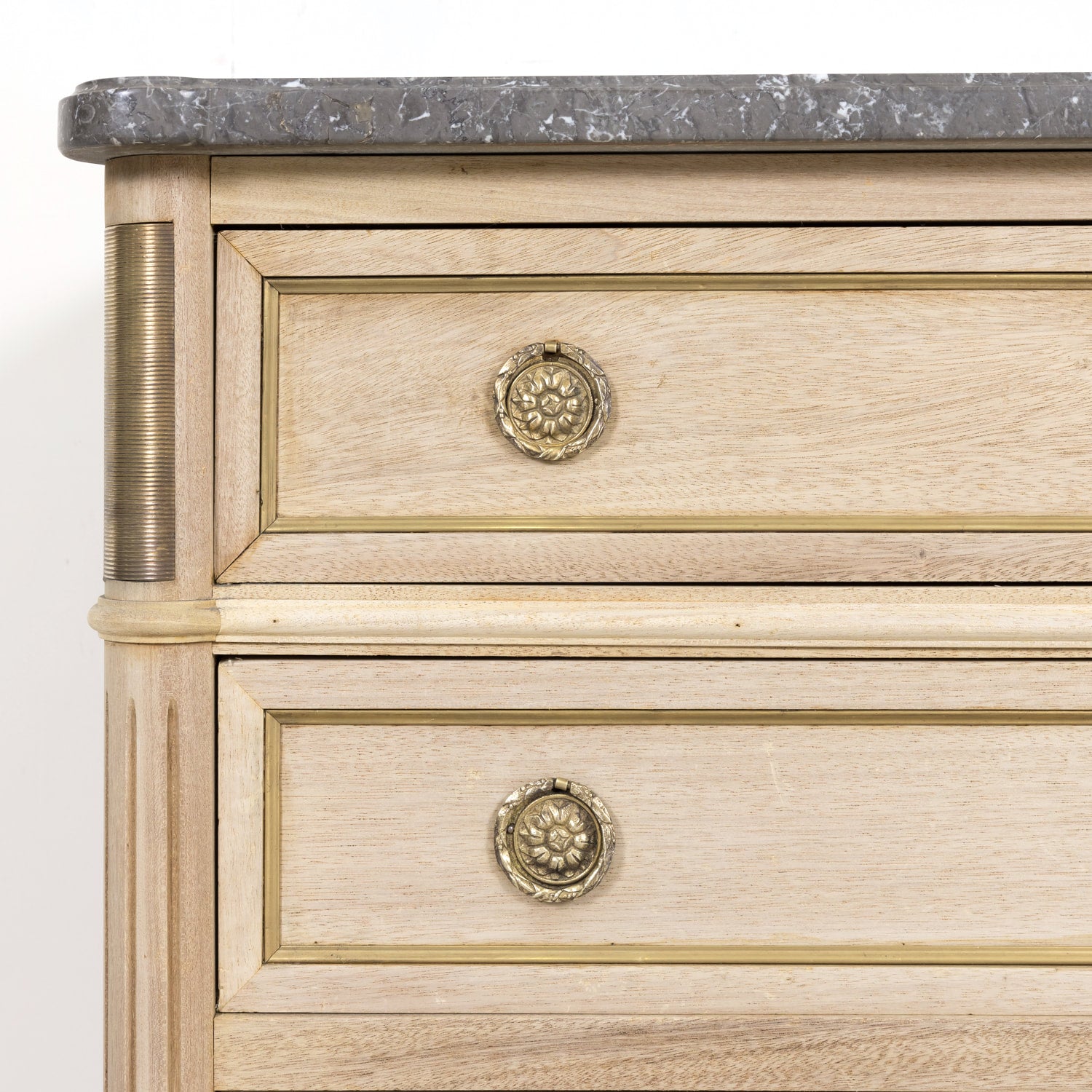 Antique French Louis XVI Style Bleached Petite Commode with Marble Top