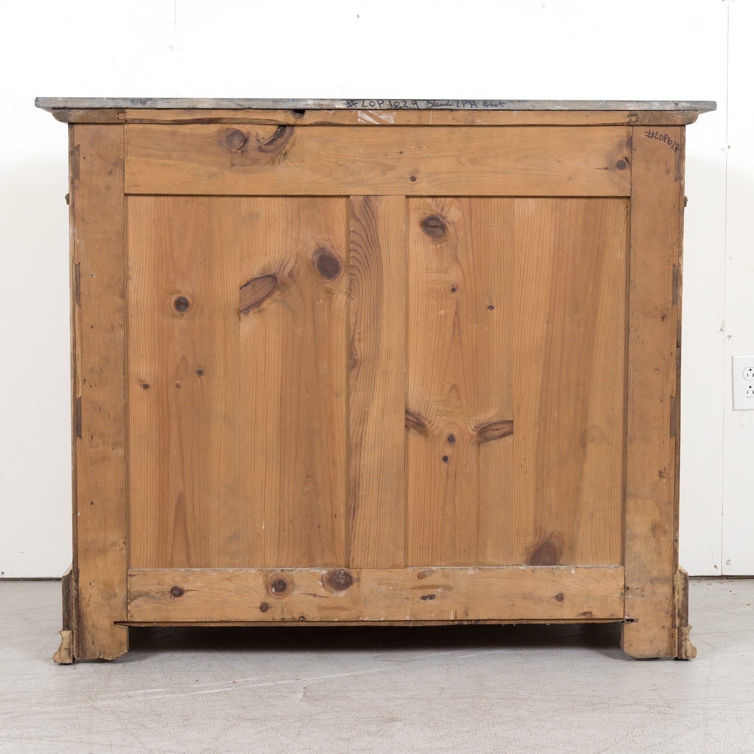 19th Century French Louis Philippe Style Bleached Walnut Commode with Marble Top and Bookmatched Front