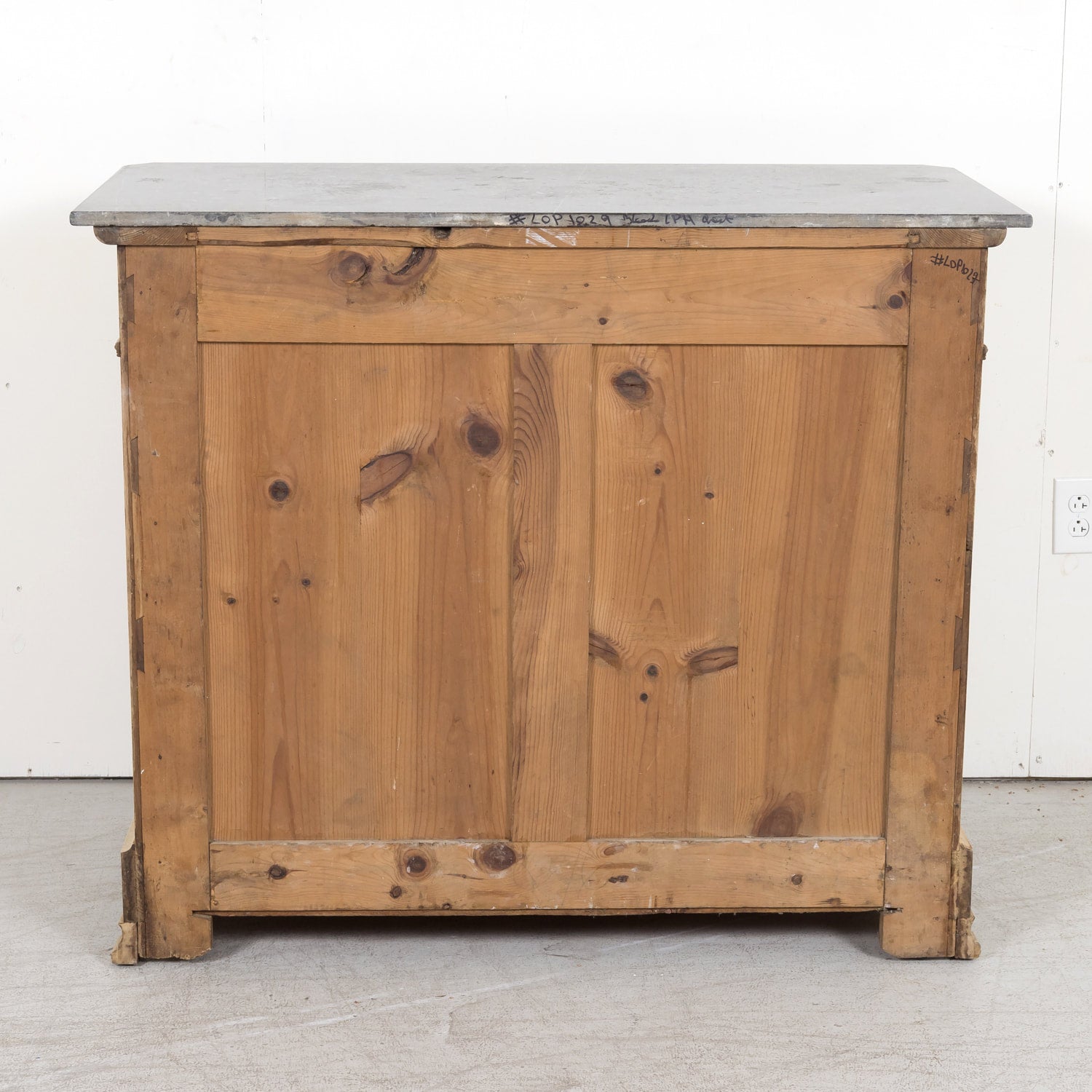 19th Century French Louis Philippe Style Bleached Walnut Commode with Marble Top and Bookmatched Front