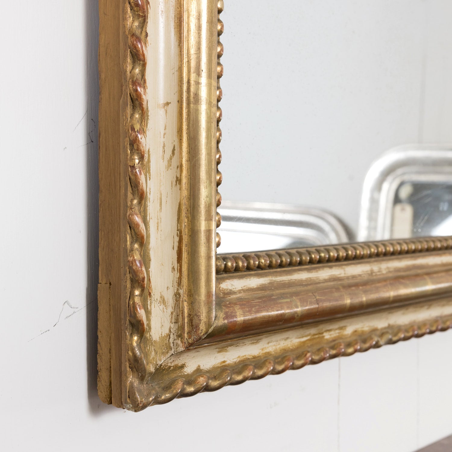 19th Century French Louis Philippe Period Painted and Parcel Gilt Mirror