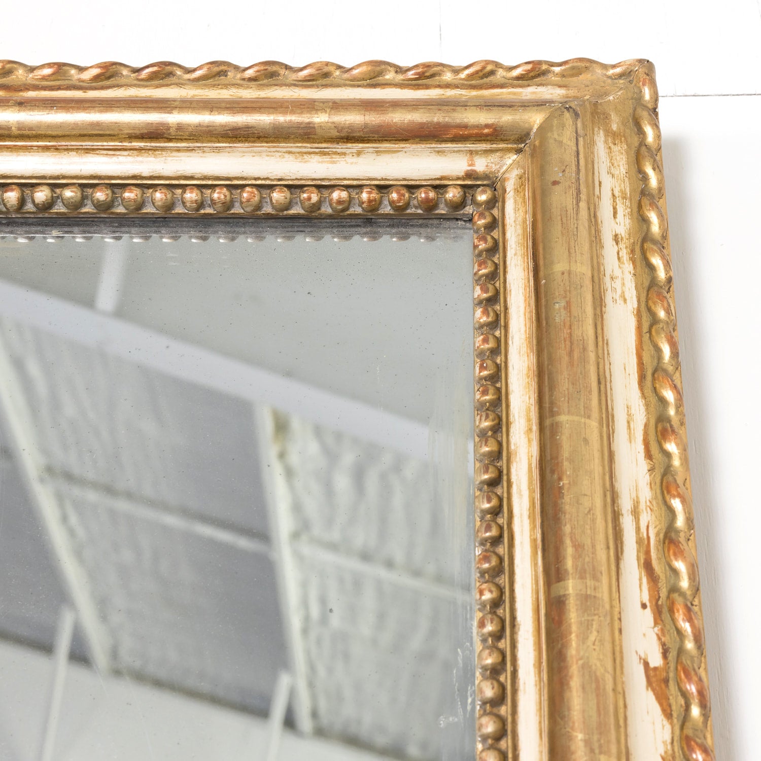 19th Century French Louis Philippe Period Painted and Parcel Gilt Mirror
