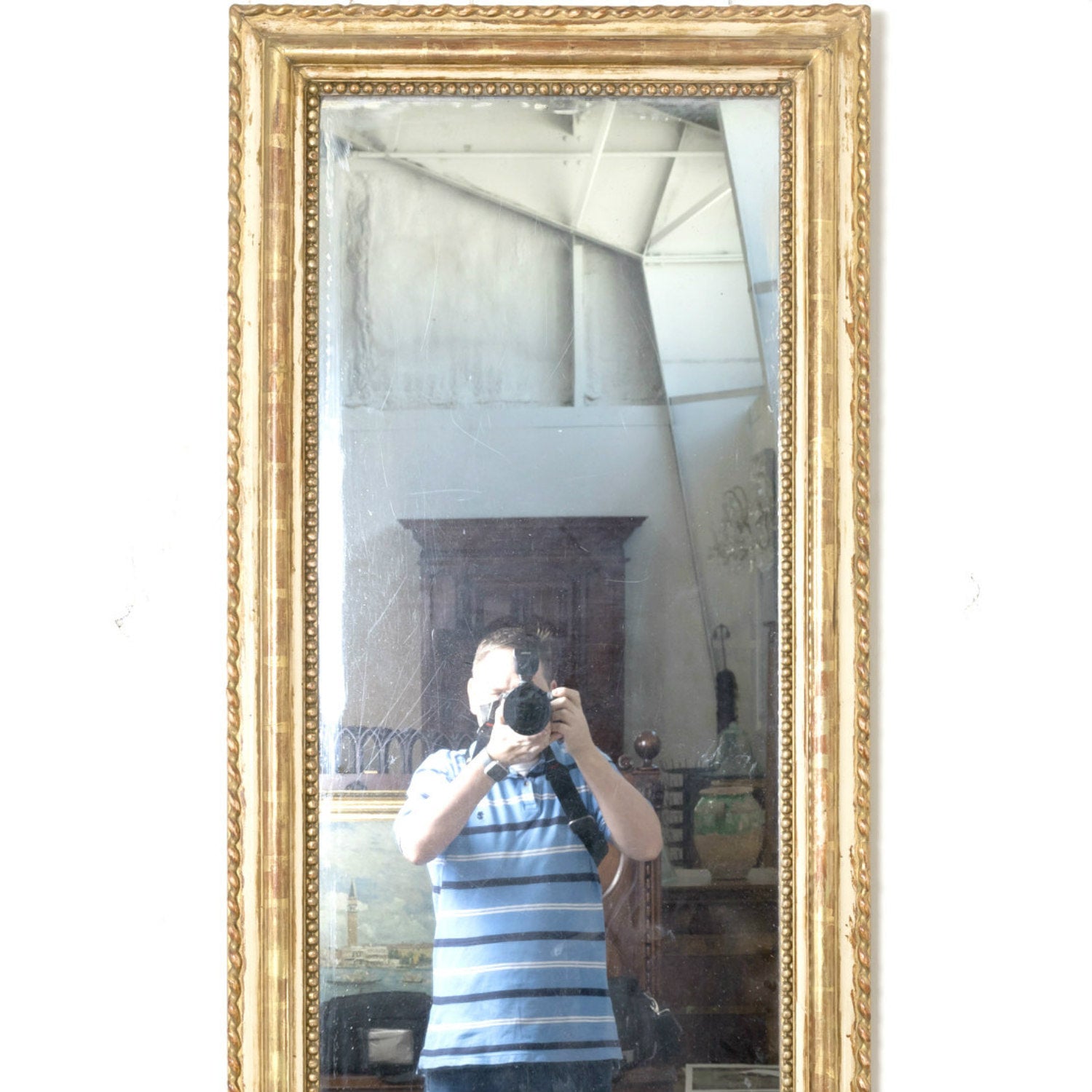 19th Century French Louis Philippe Period Painted and Parcel Gilt Mirror