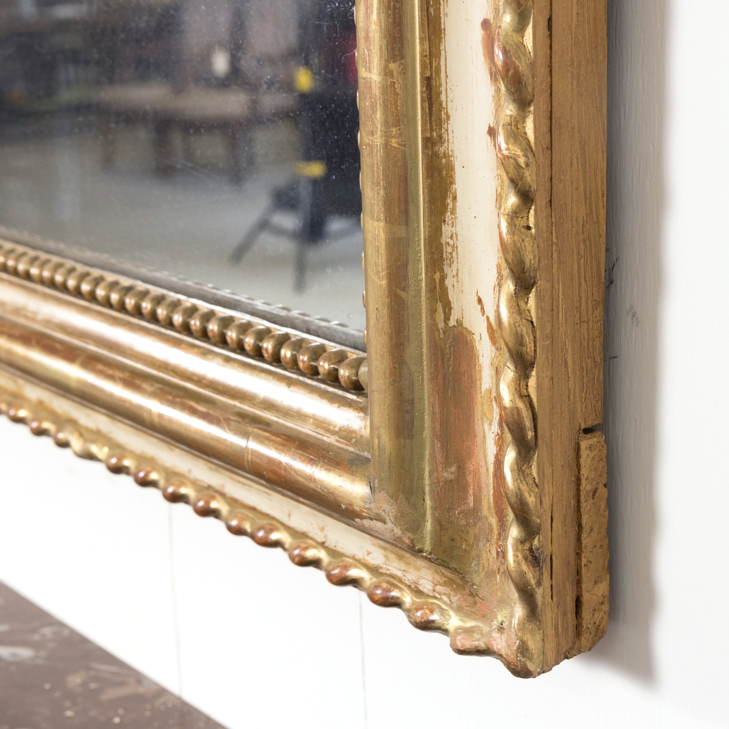 19th Century French Louis Philippe Period Painted and Parcel Gilt Mirror