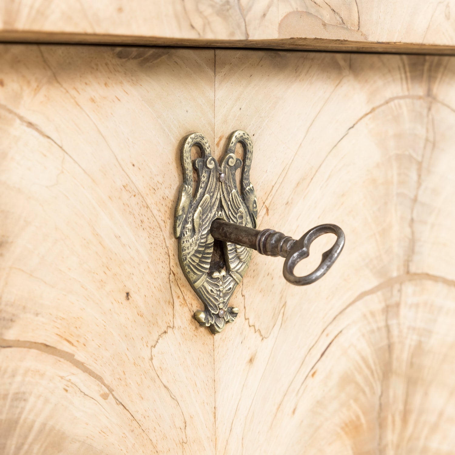19th Century French Empire Period Three-Drawer Bleached Walnut Commode with Bookmatched Front