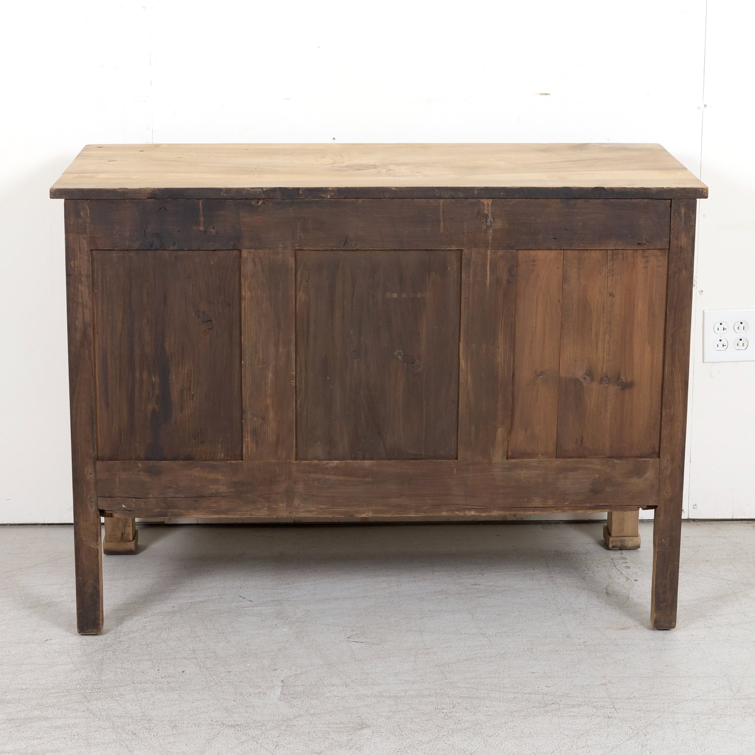 19th Century French Empire Period Three-Drawer Bleached Walnut Commode with Bookmatched Front