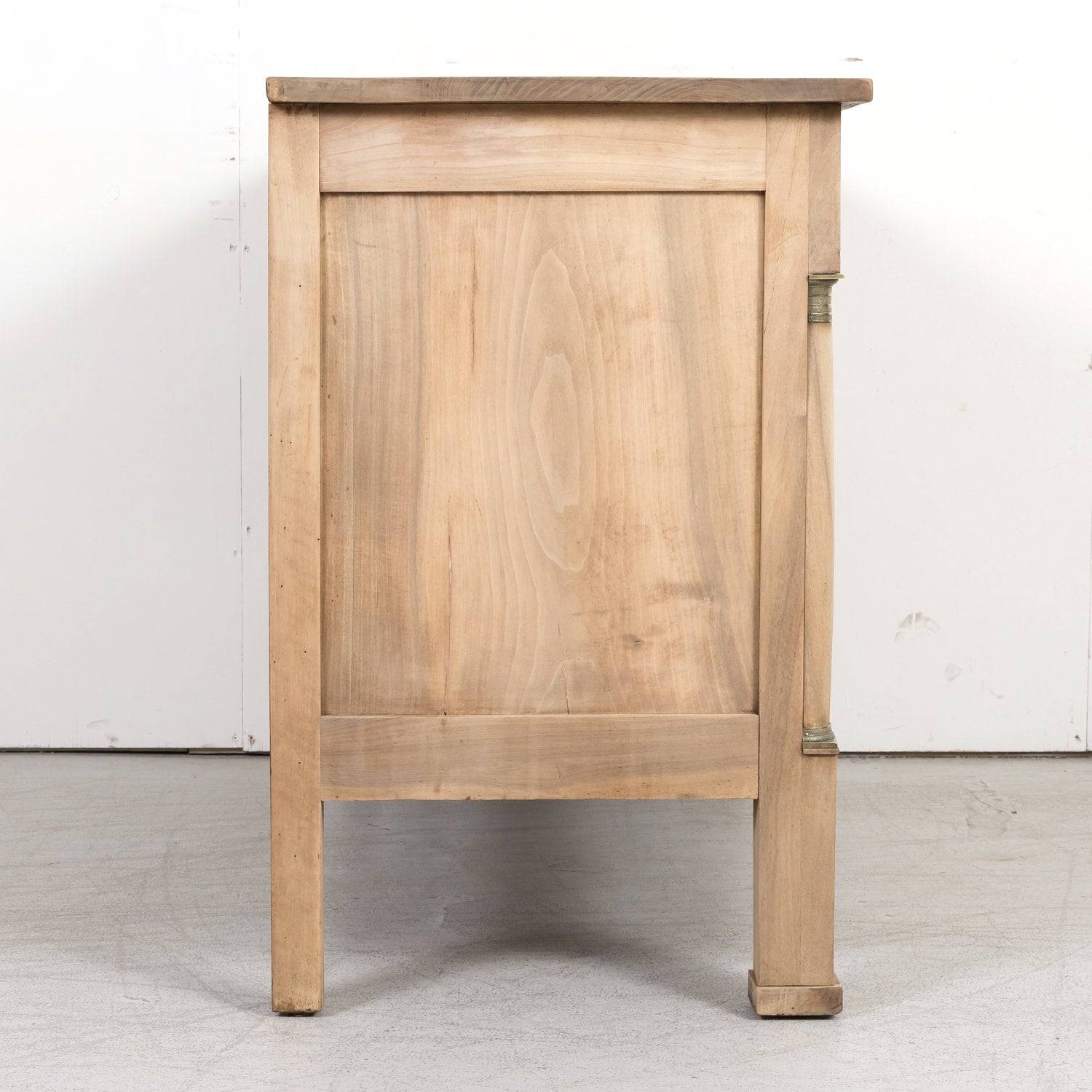 19th Century French Empire Period Three-Drawer Bleached Walnut Commode with Bookmatched Front