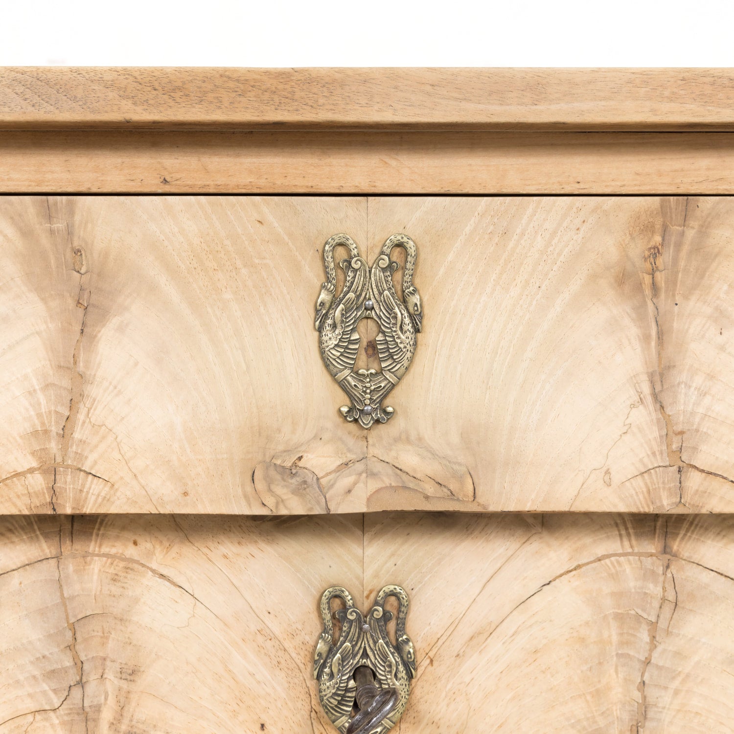 19th Century French Empire Period Three-Drawer Bleached Walnut Commode with Bookmatched Front