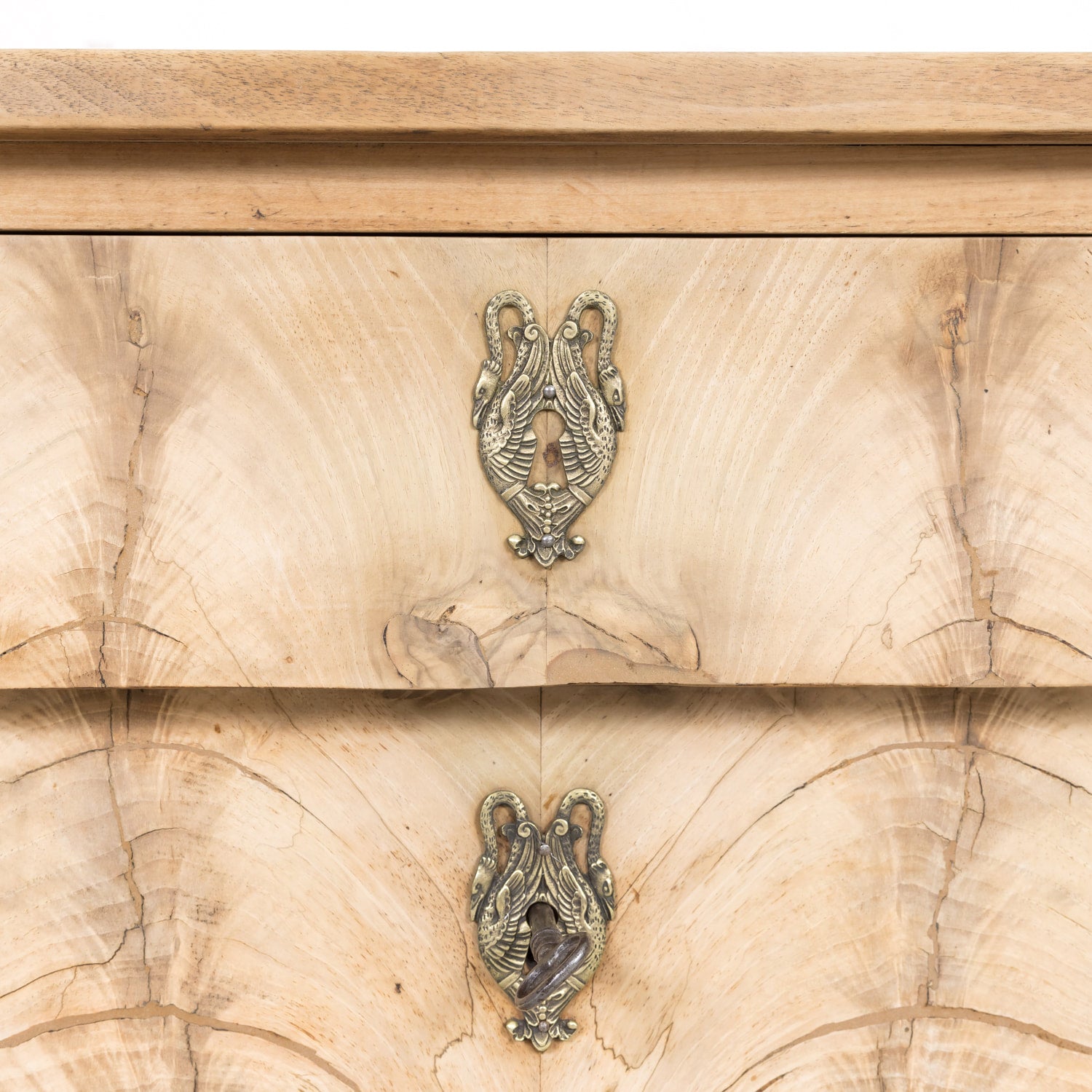 19th Century French Empire Period Three-Drawer Bleached Walnut Commode with Bookmatched Front