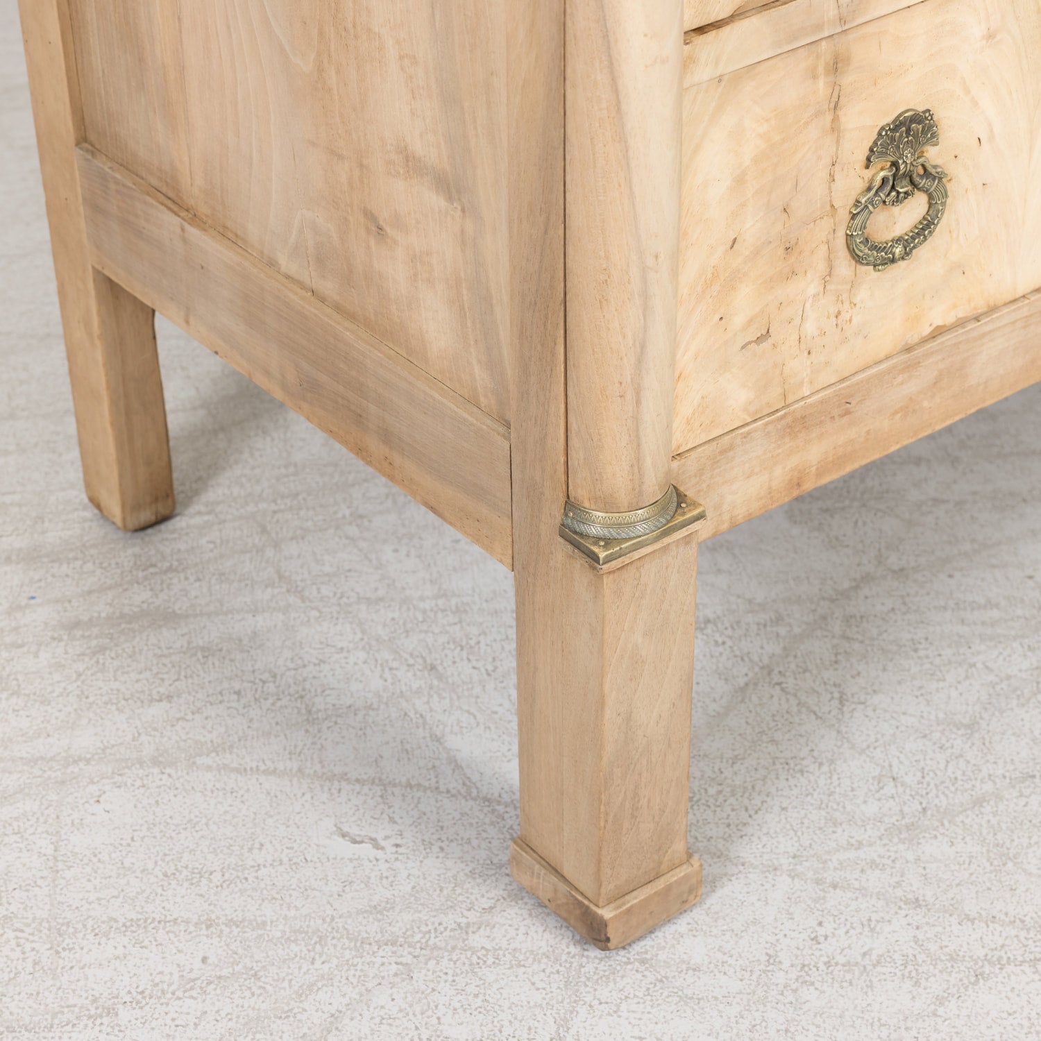 19th Century French Empire Period Three-Drawer Bleached Walnut Commode with Bookmatched Front