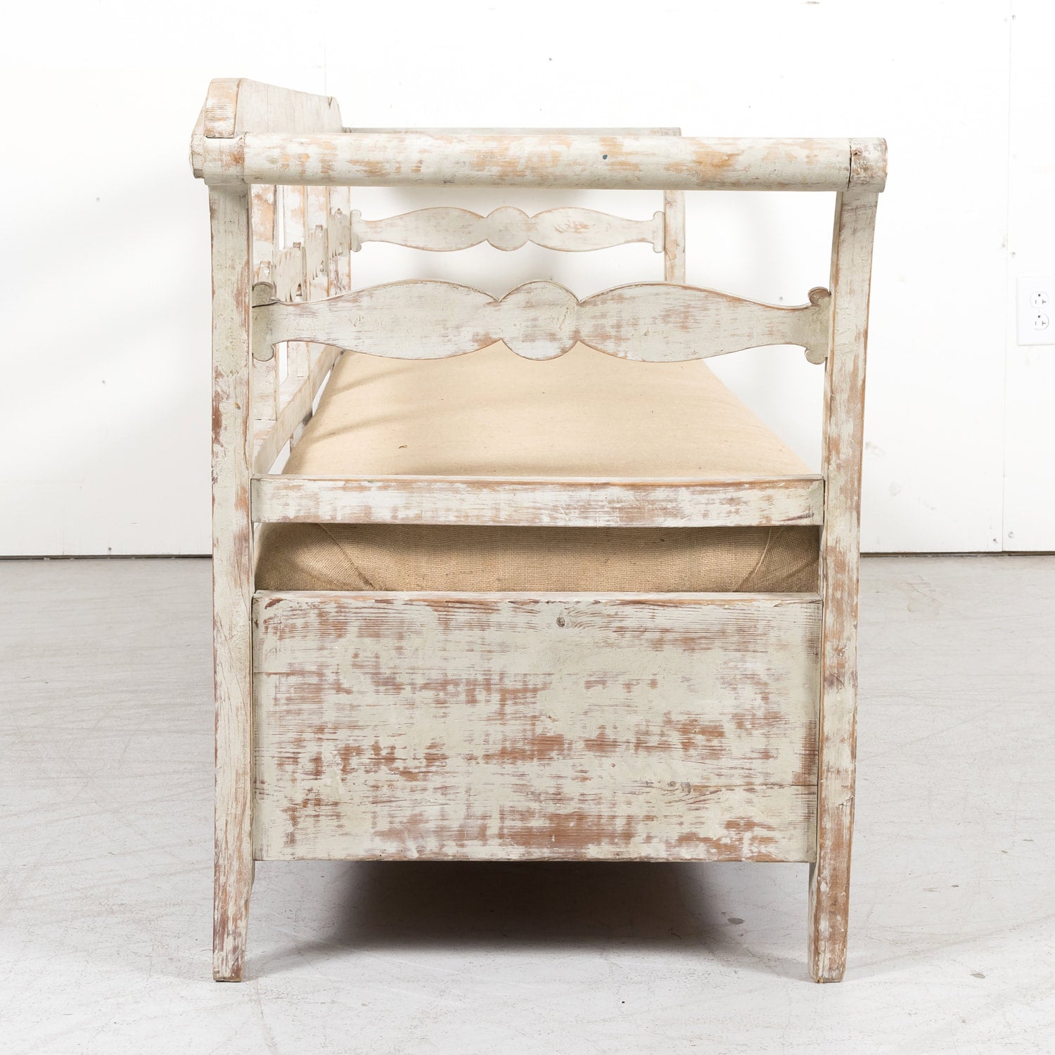 19th Century Painted Swedish Bench with Trundle Bed