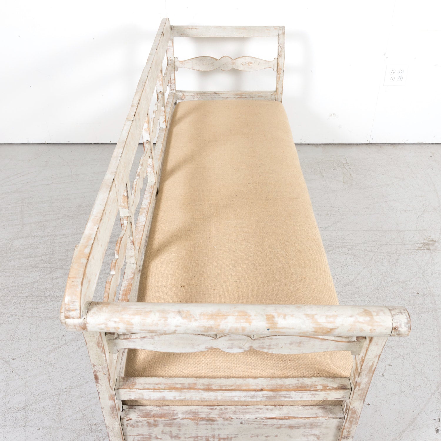 19th Century Painted Swedish Bench with Trundle Bed